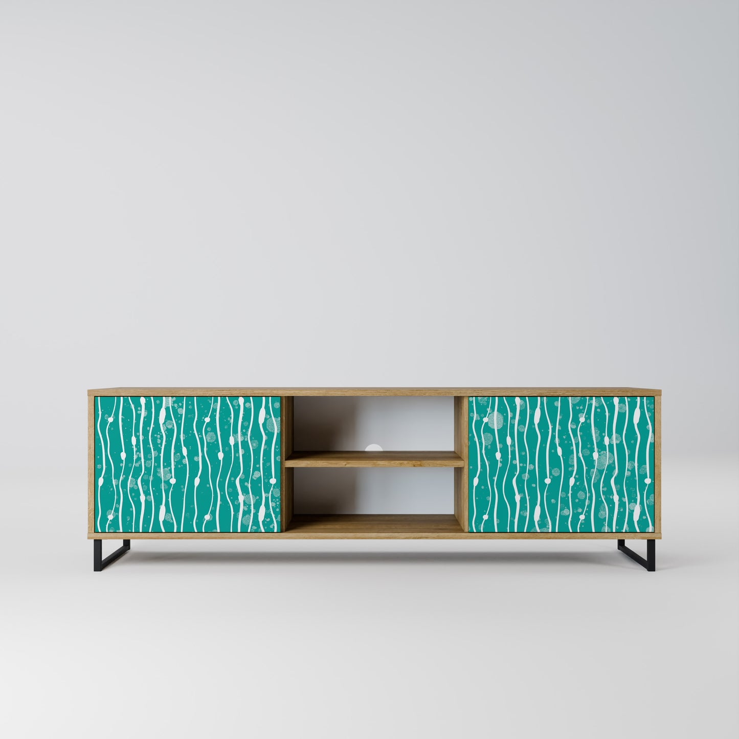 TURQUOISE RAIN 2-Door TV Stand in Oak Effect