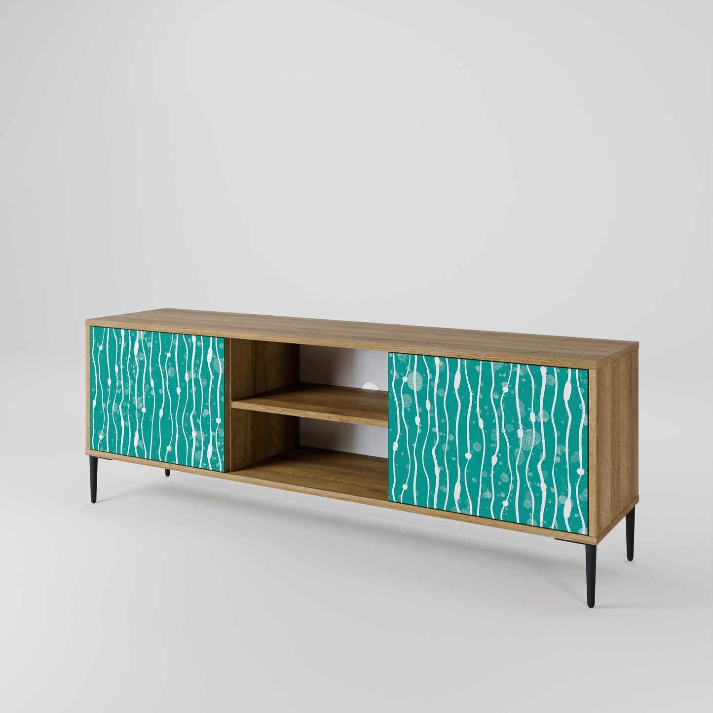 TURQUOISE RAIN 2-Door TV Stand in Oak Effect
