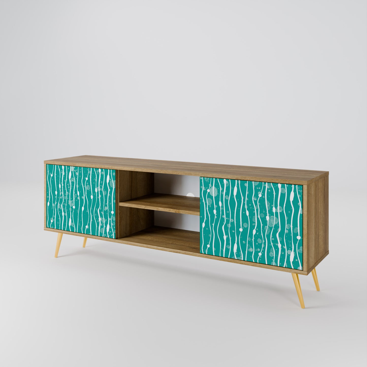 TURQUOISE RAIN 2-Door TV Stand in Oak Effect
