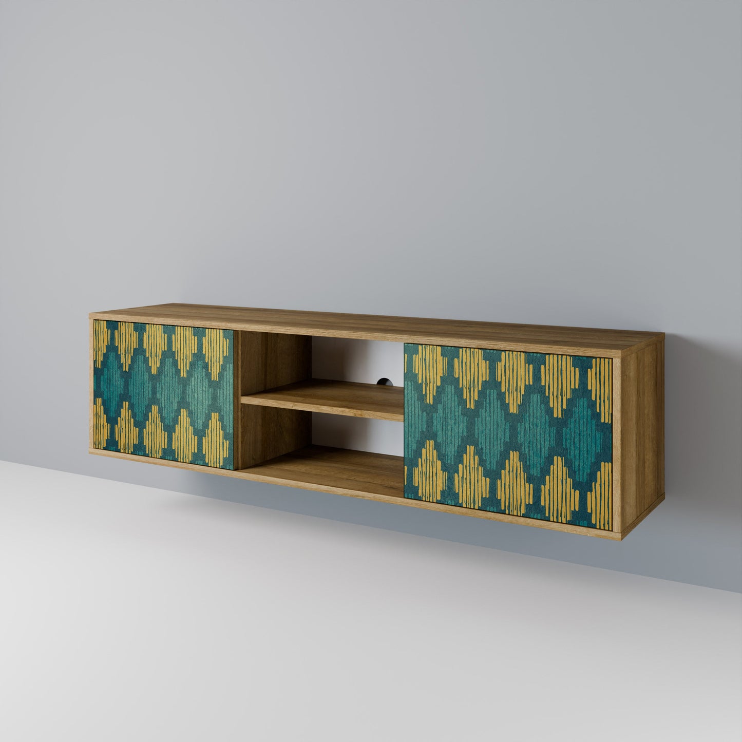 POLYGONS 2-Door TV Stand in Oak Effect