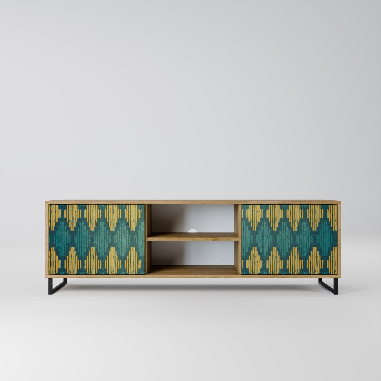 POLYGONS 2-Door TV Stand in Oak Effect