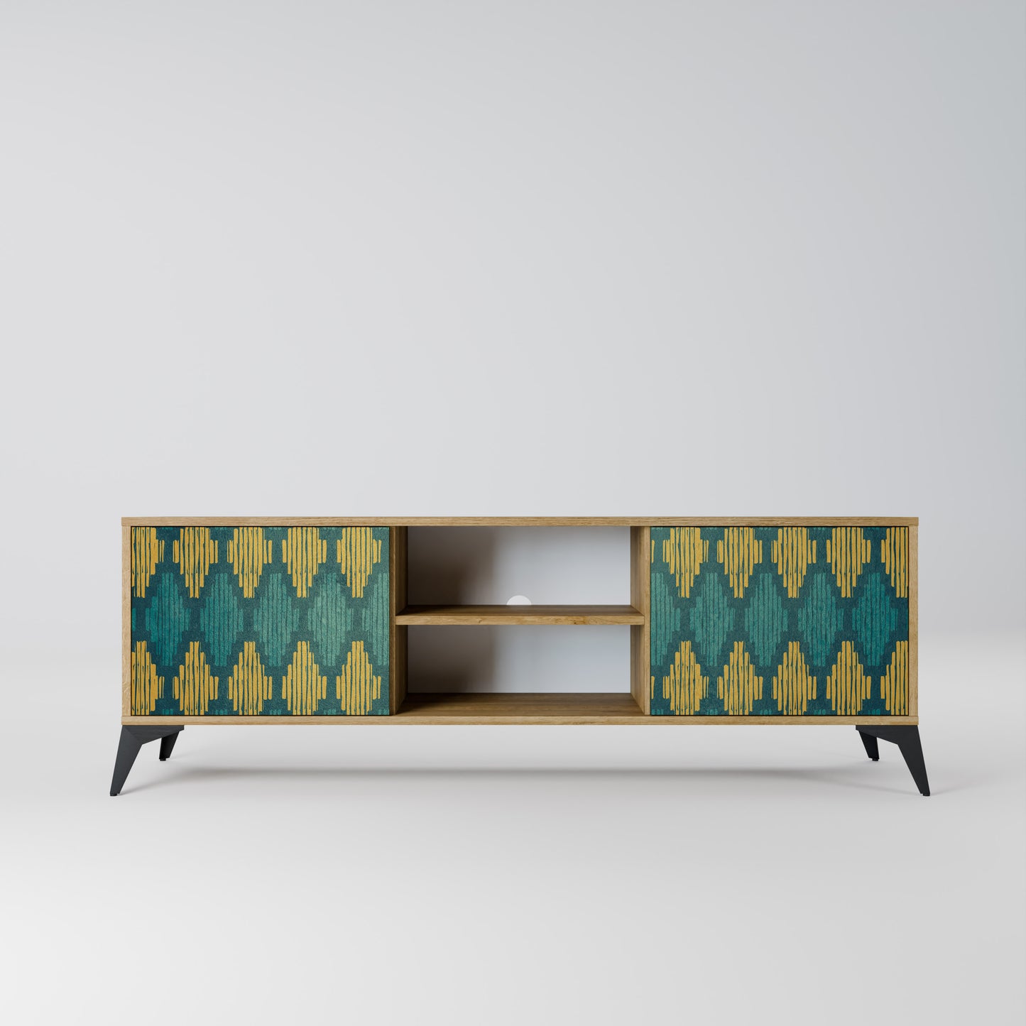 POLYGONS 2-Door TV Stand in Oak Effect