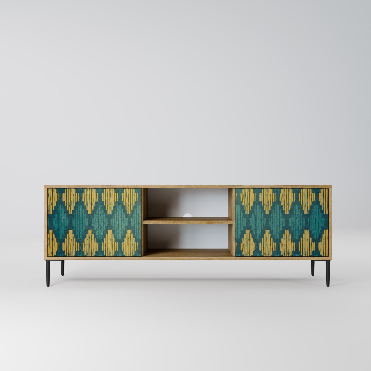 POLYGONS 2-Door TV Stand in Oak Effect
