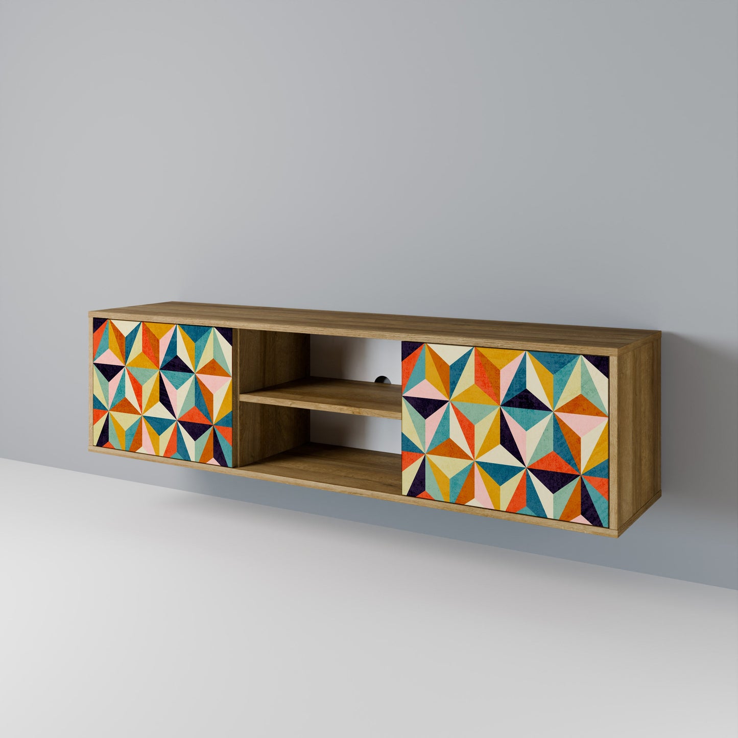 TESSELATE TREASURES 2-Door TV Stand in Oak Effect