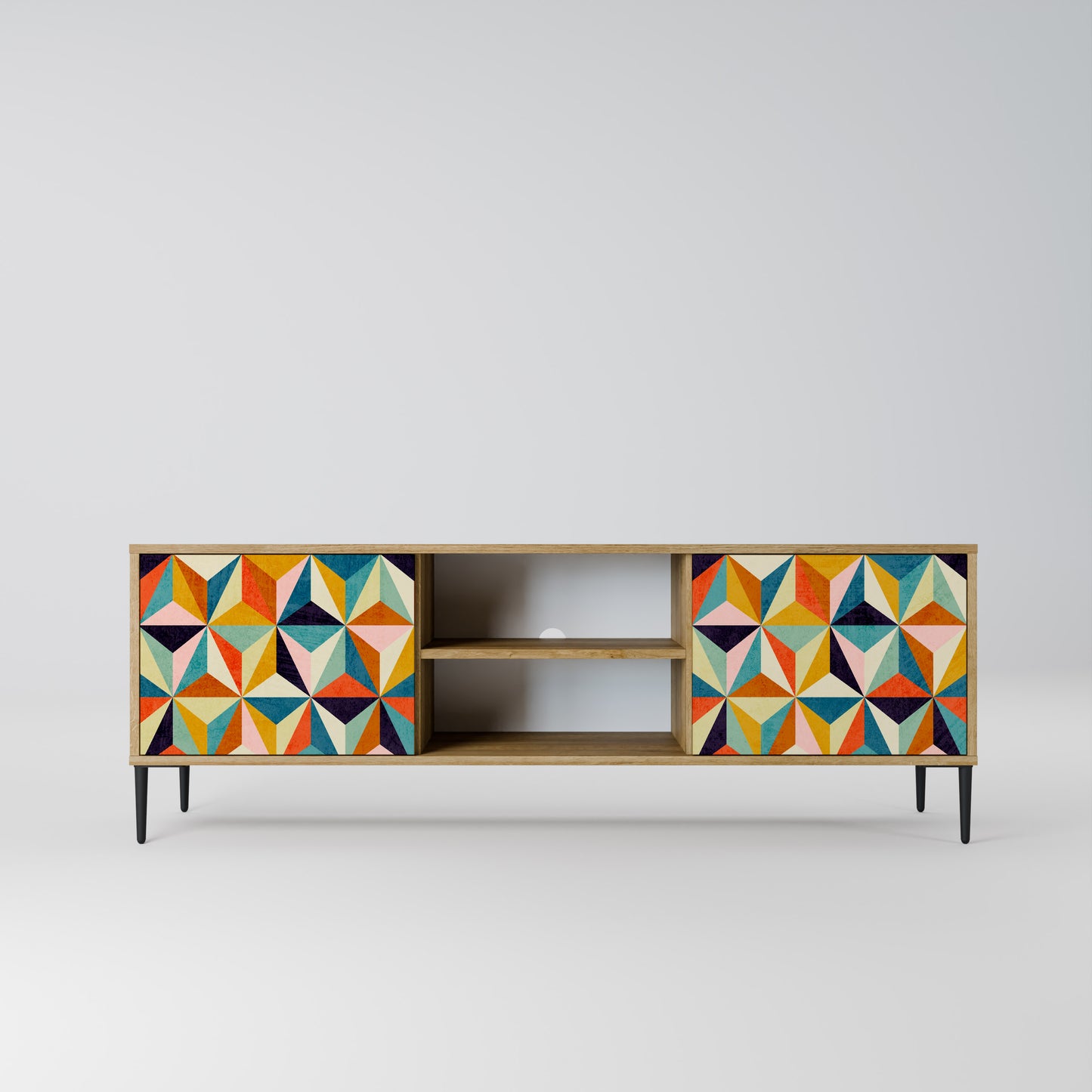 TESSELATE TREASURES 2-Door TV Stand in Oak Effect