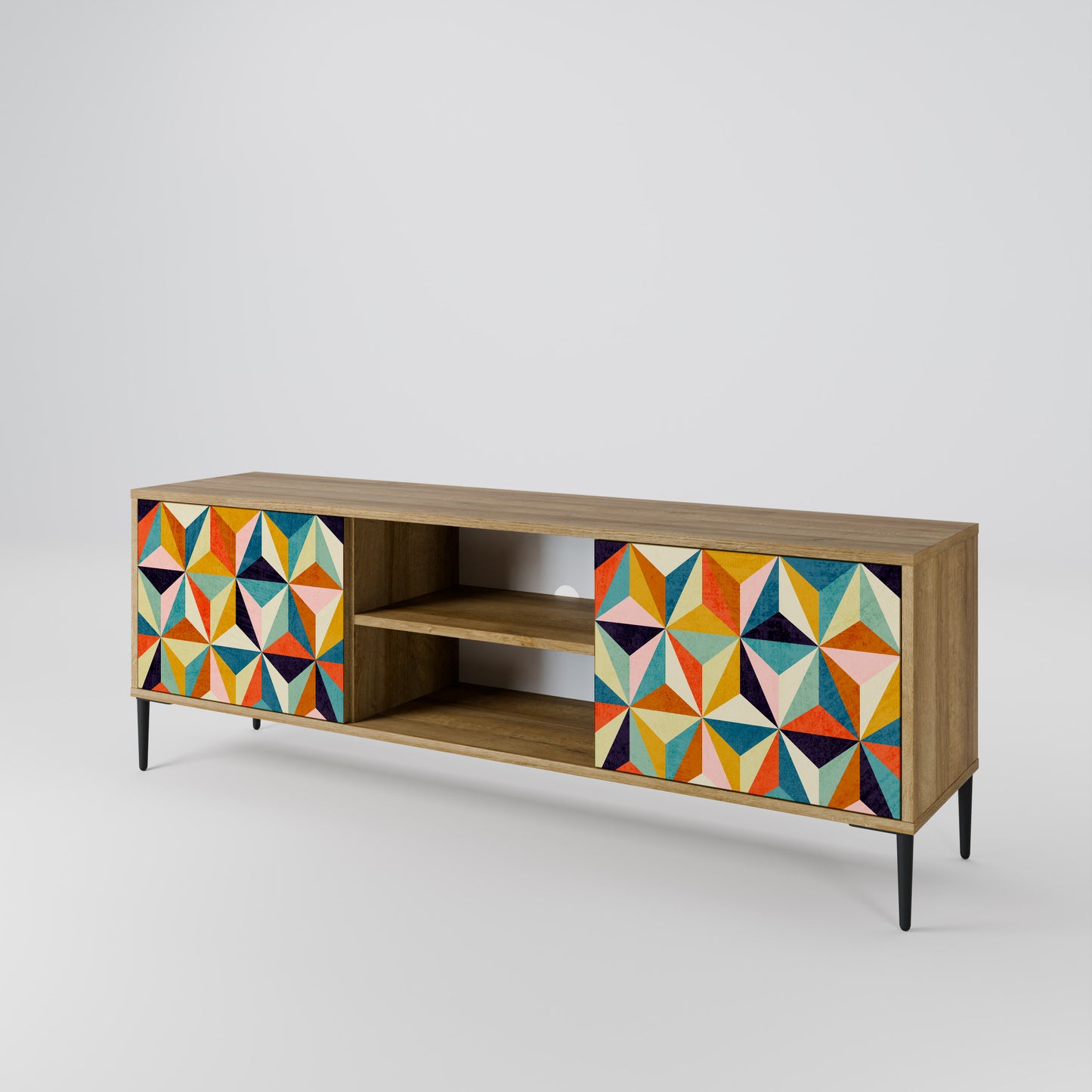 TESSELATE TREASURES 2-Door TV Stand in Oak Effect