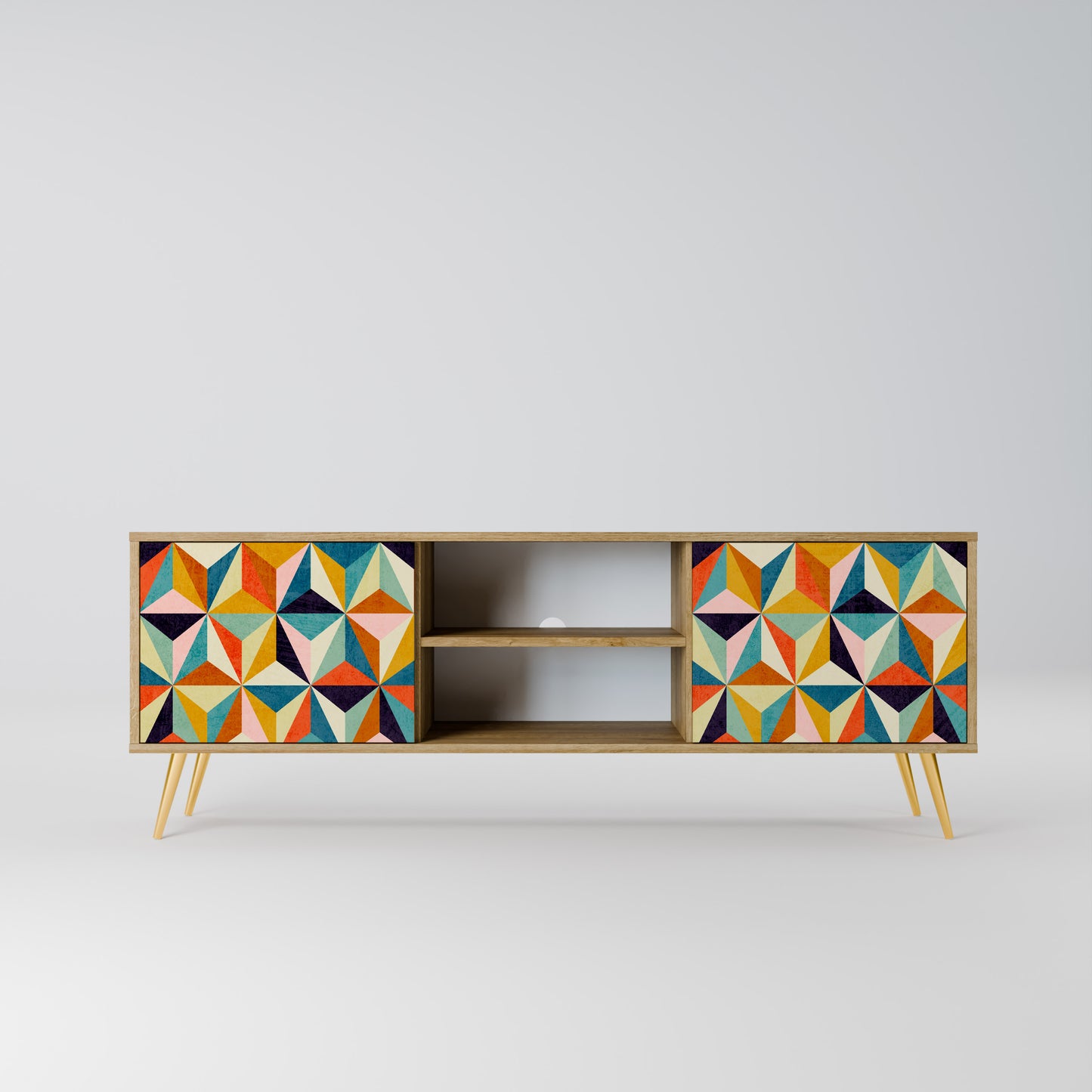 TESSELATE TREASURES 2-Door TV Stand in Oak Effect