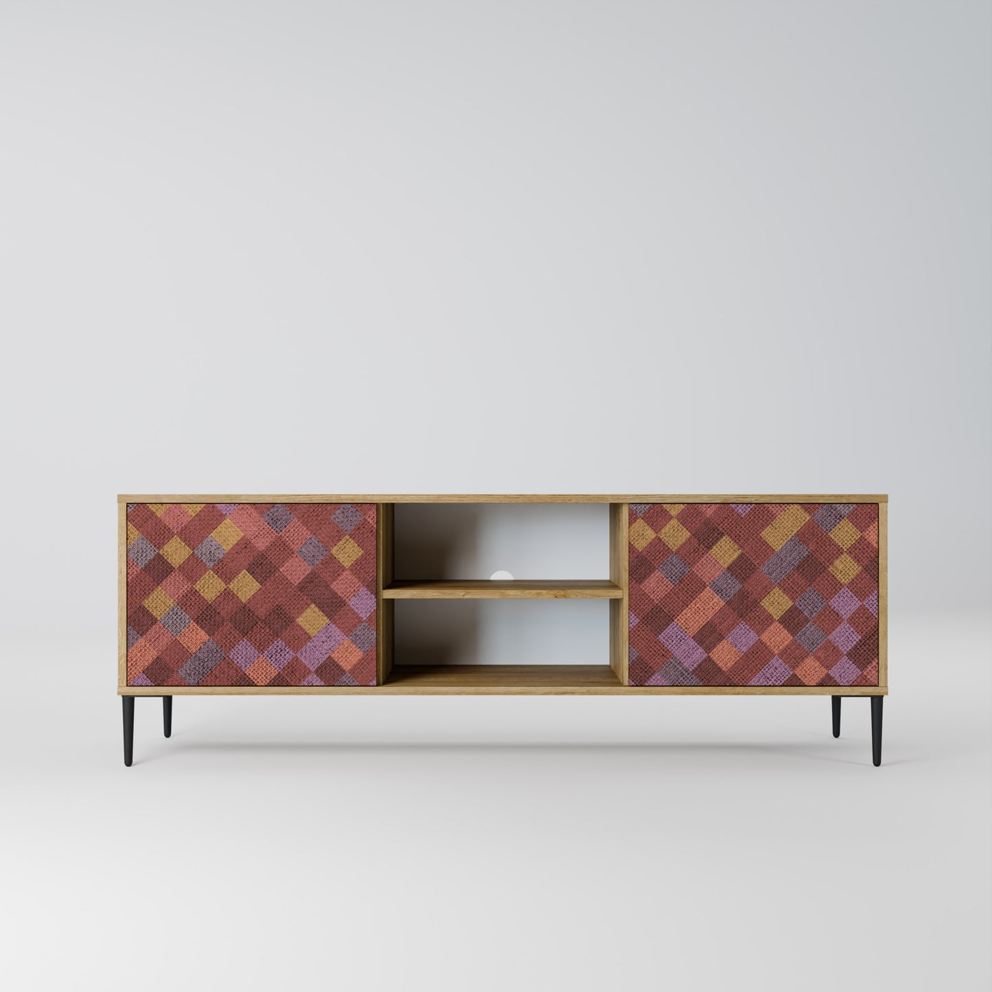 PAINTED SQUARES 2-Door TV Stand in Oak Effect