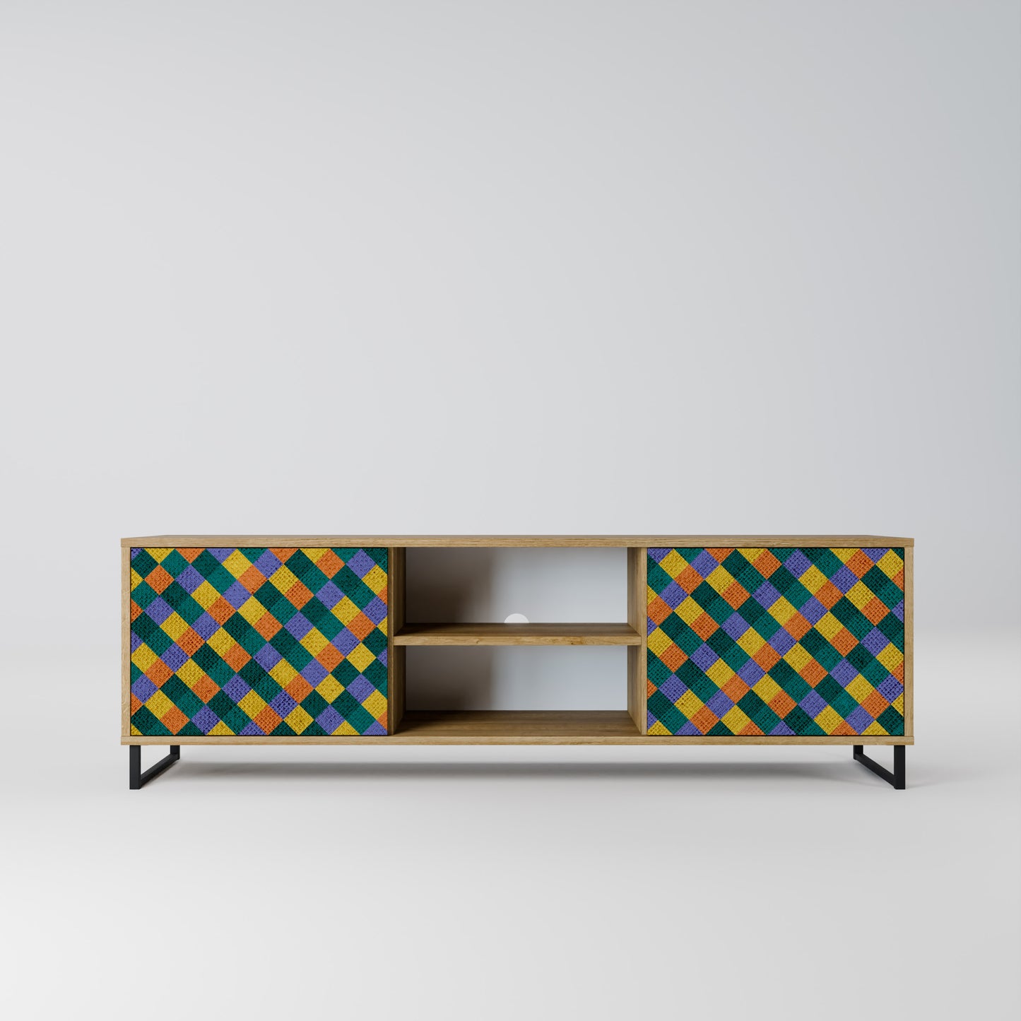 PAINTED SQUARES MIX 2-Door TV Stand in Oak Effect