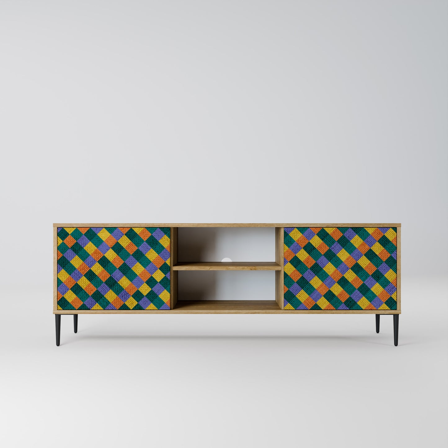 PAINTED SQUARES MIX 2-Door TV Stand in Oak Effect