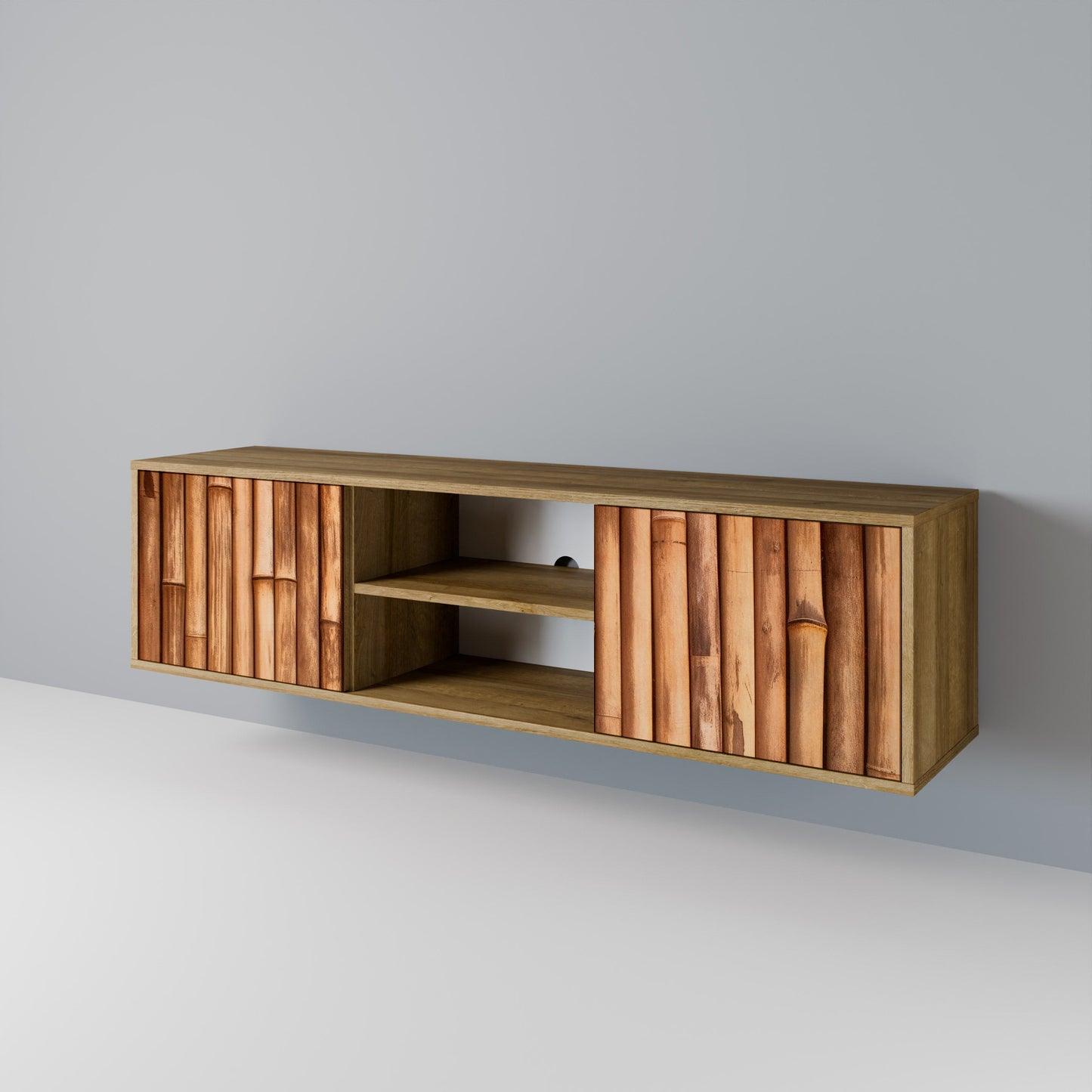 NATURAL WOOD 2-Door TV Stand in Oak Effect