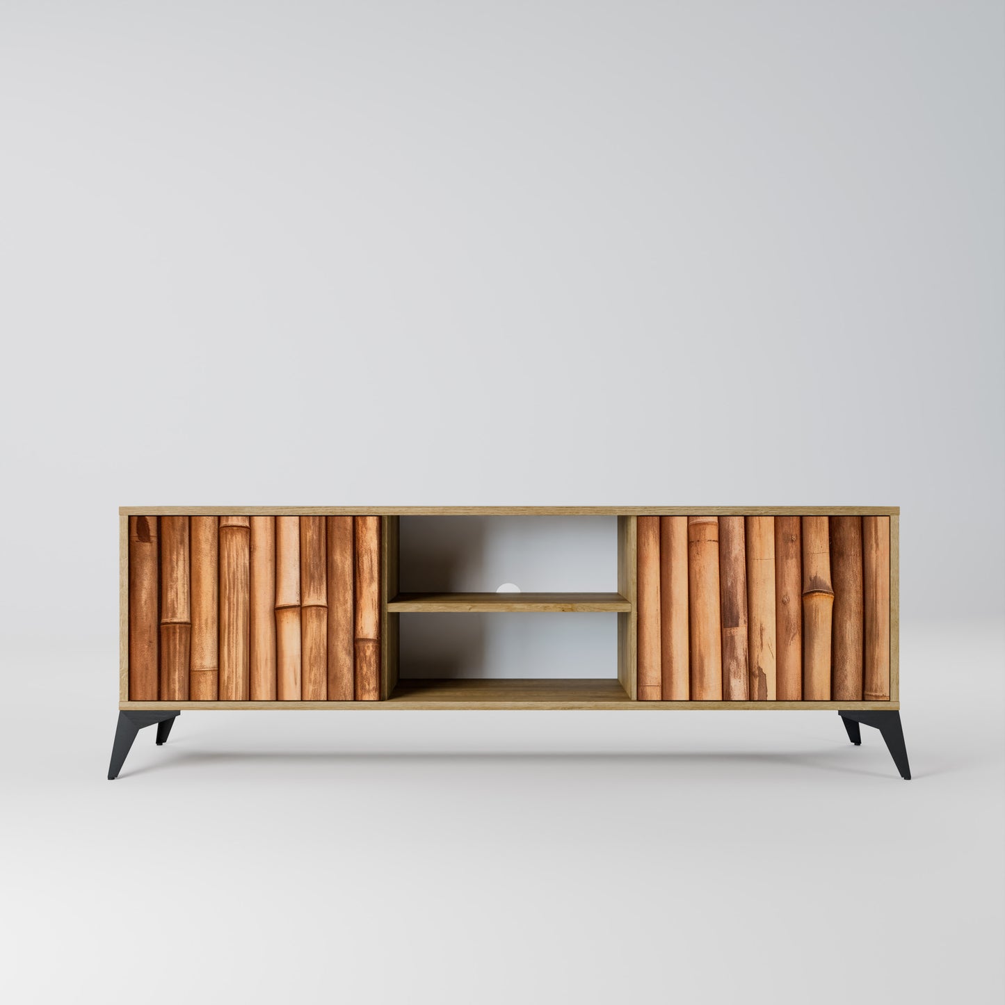 NATURAL WOOD 2-Door TV Stand in Oak Effect