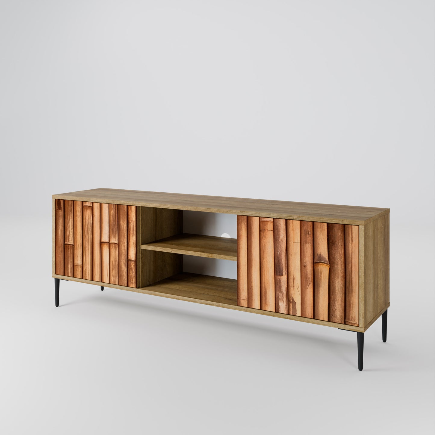 NATURAL WOOD 2-Door TV Stand in Oak Effect