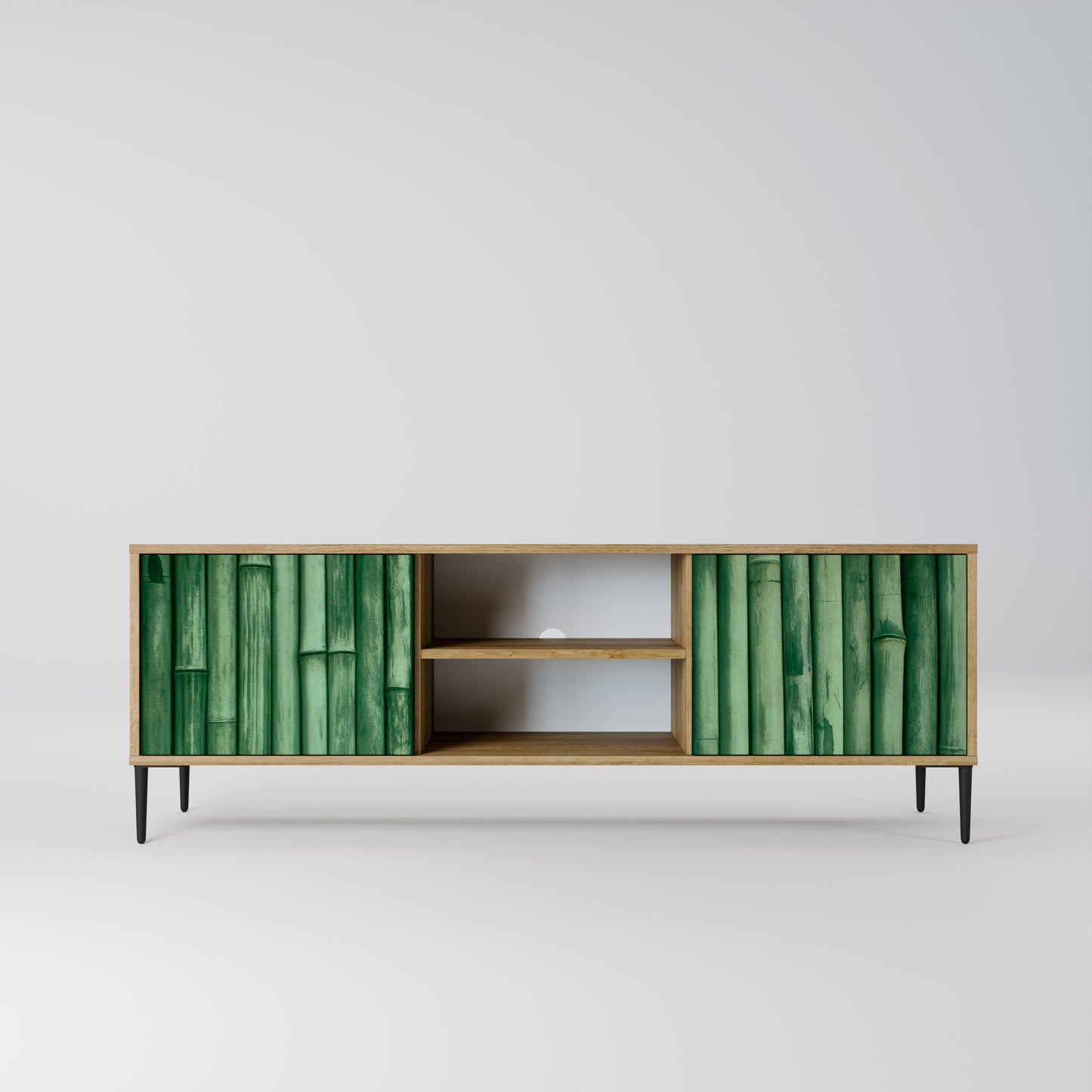 NATURAL GREEN 2-Door TV Stand in Oak Effect