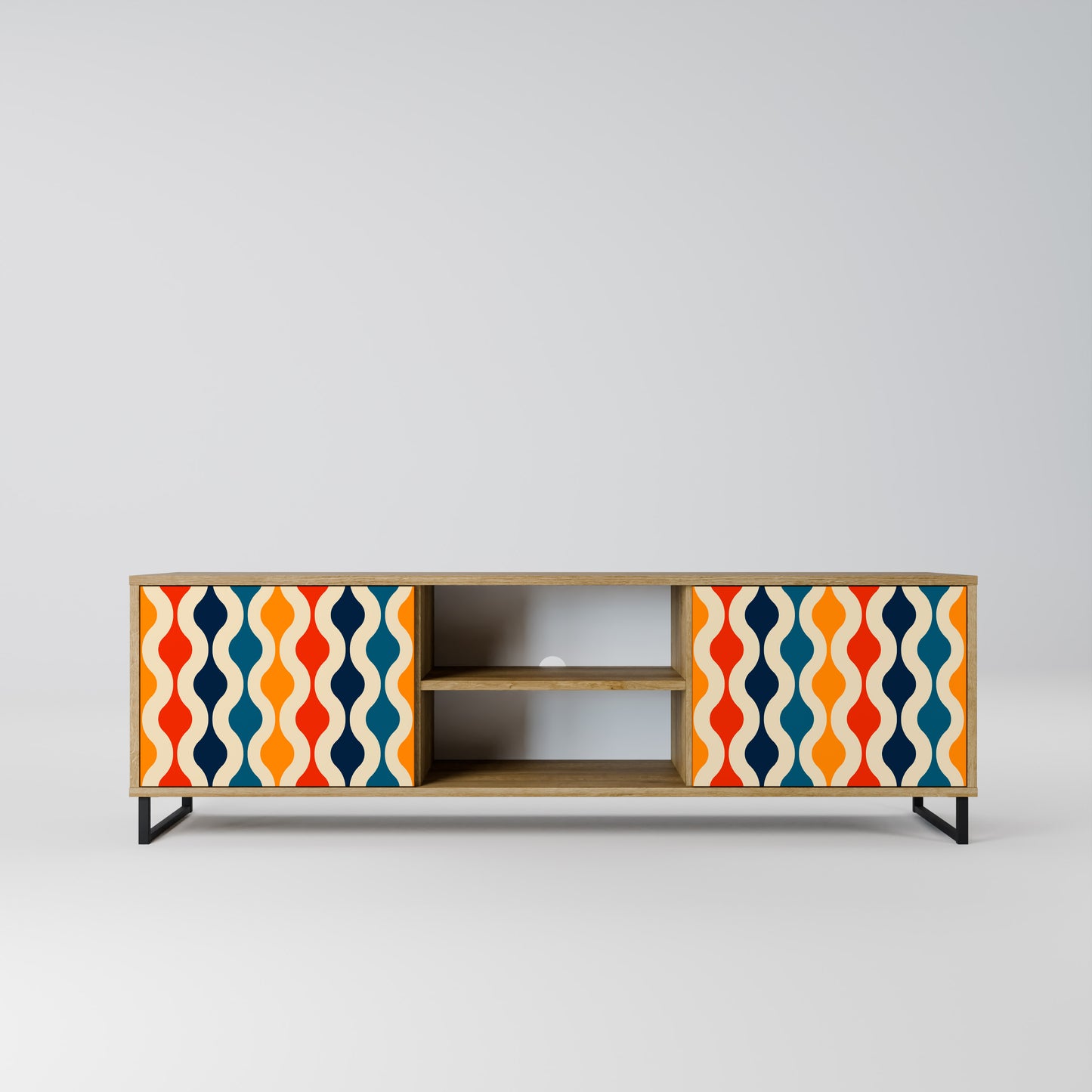COLORFUL NOSTALGIA 2-Door TV Stand in Oak Effect