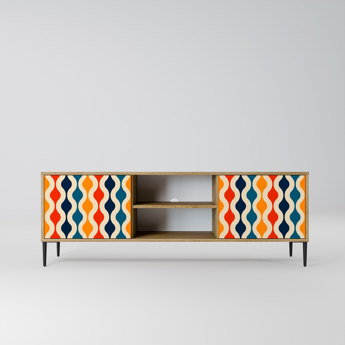 COLORFUL NOSTALGIA 2-Door TV Stand in Oak Effect