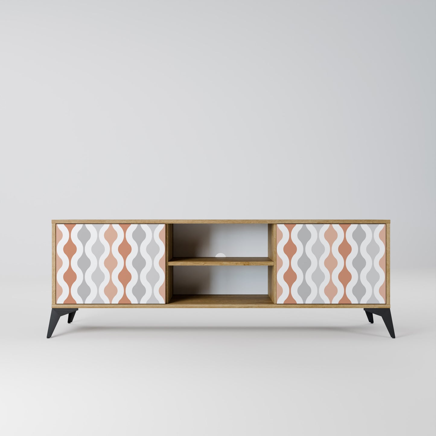 HAZY NOSTALGIA 2-Door TV Stand in Oak Effect