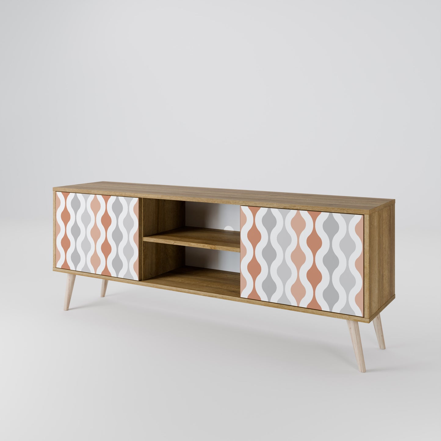 HAZY NOSTALGIA 2-Door TV Stand in Oak Effect