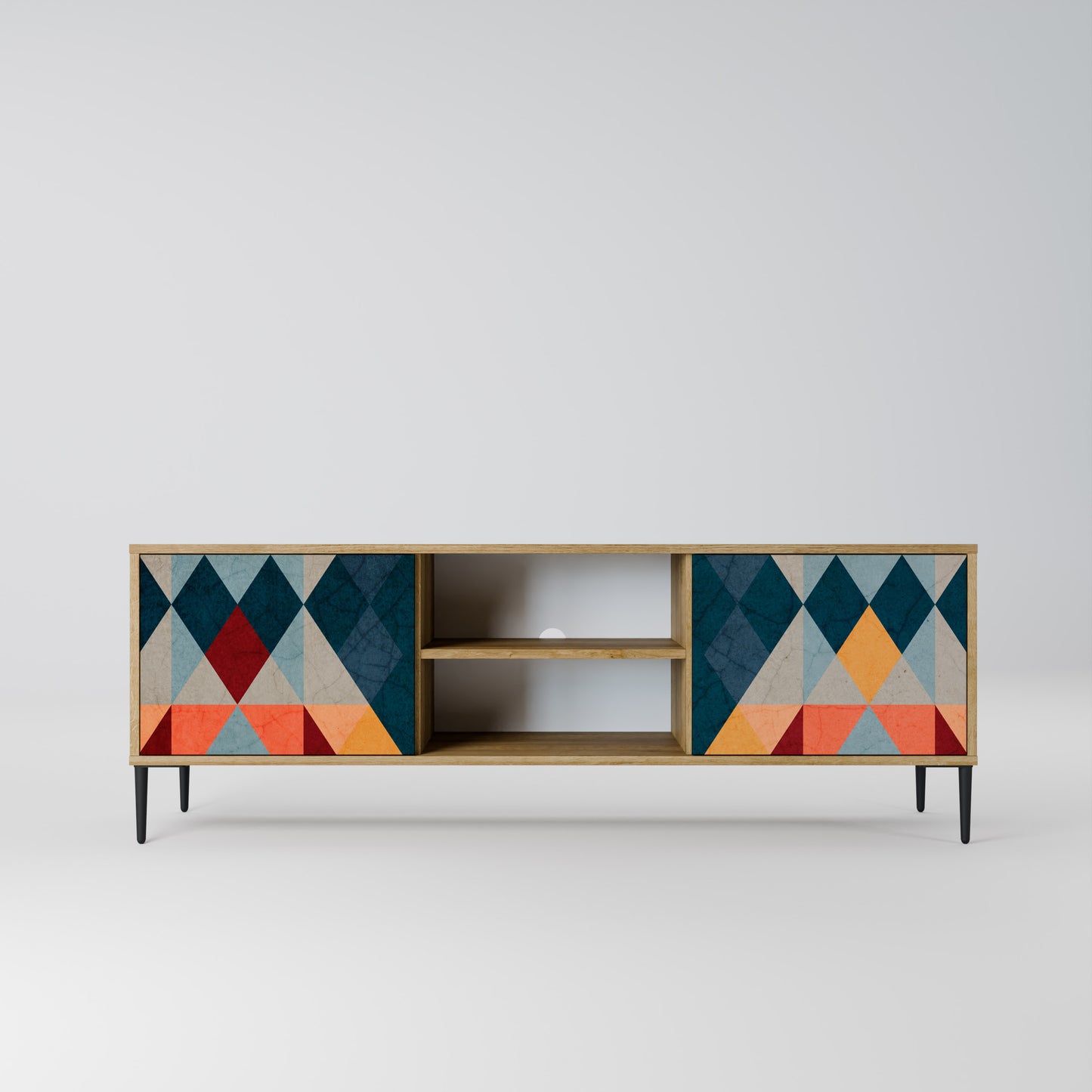 CRACKED ILLUSION 2-Door TV Stand in Oak Effect