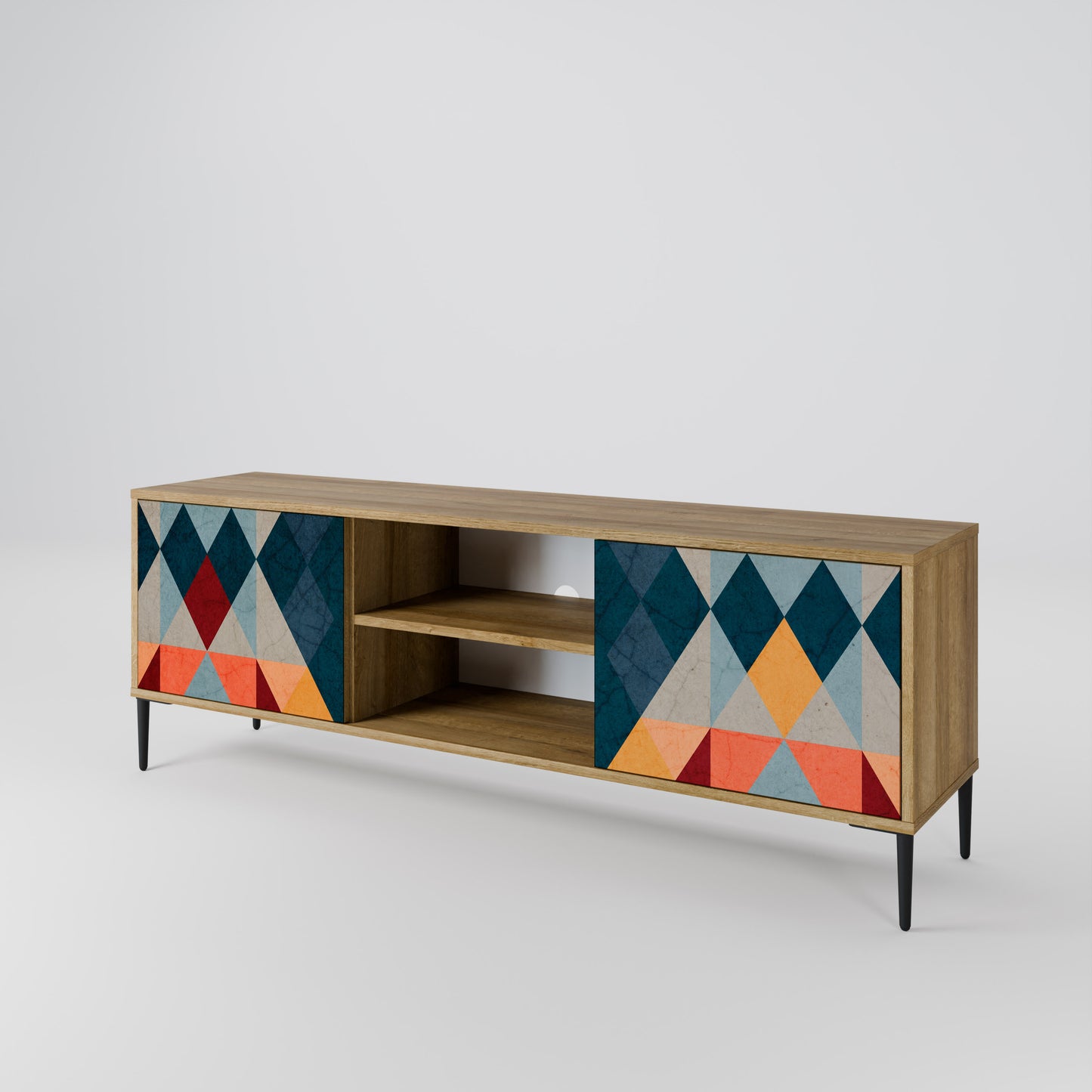 CRACKED ILLUSION 2-Door TV Stand in Oak Effect