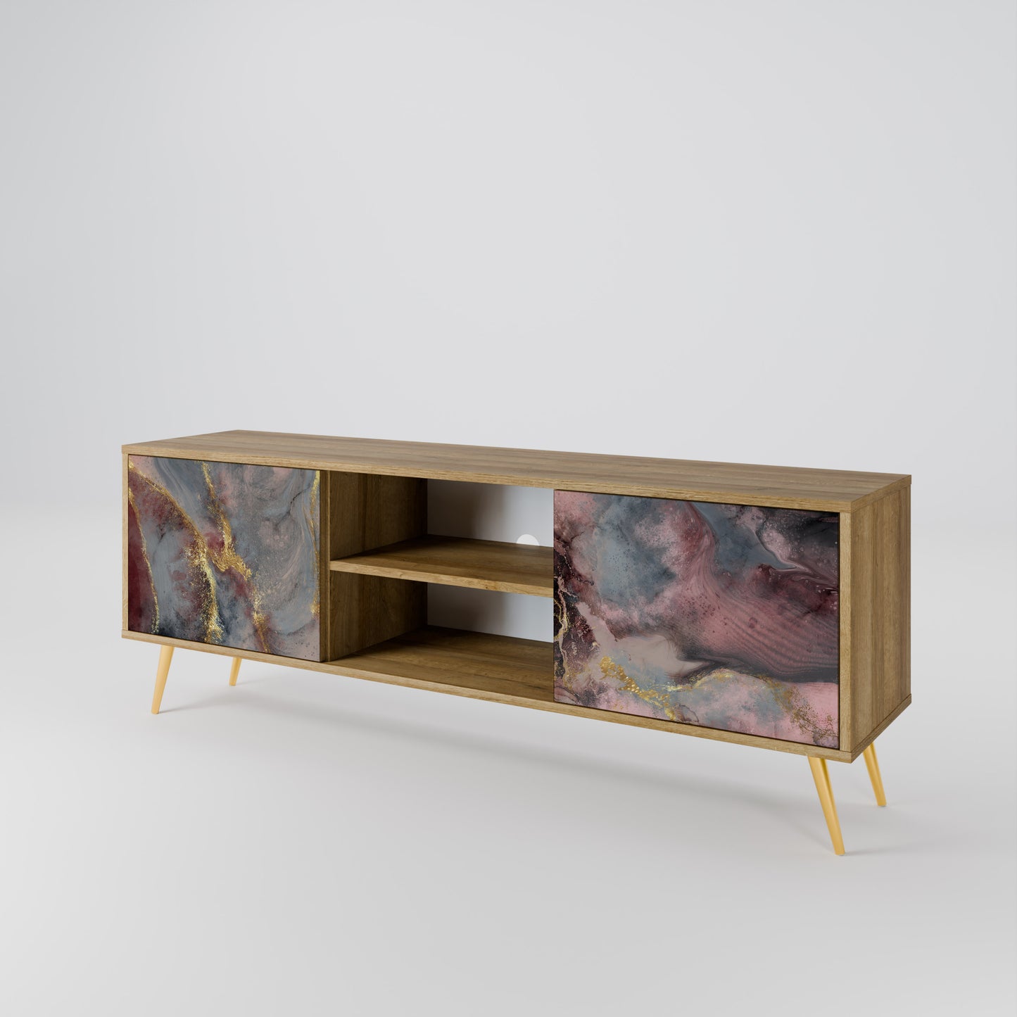 GOLDEN TIDES 2-Door TV Stand in Oak Effect