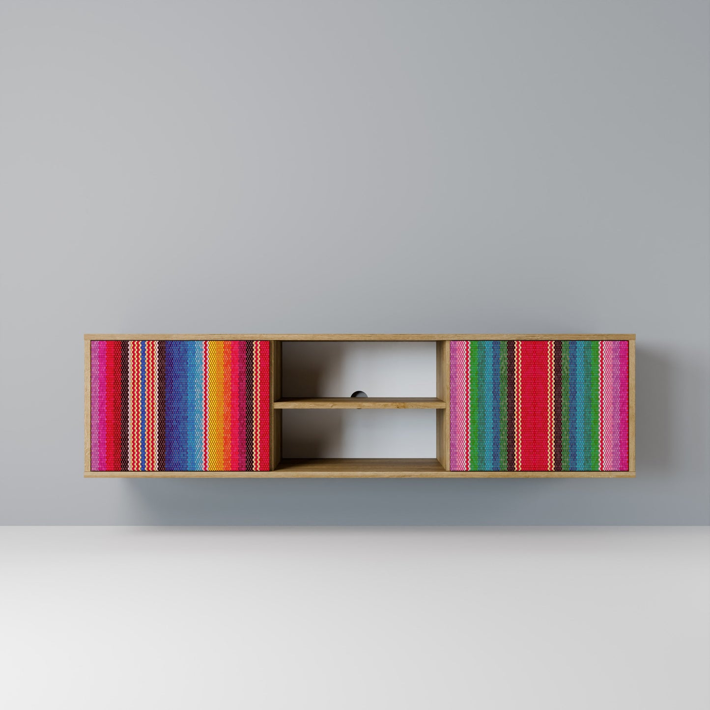 ETHNIC MEXICAN 2-Door TV Stand in Oak Effect