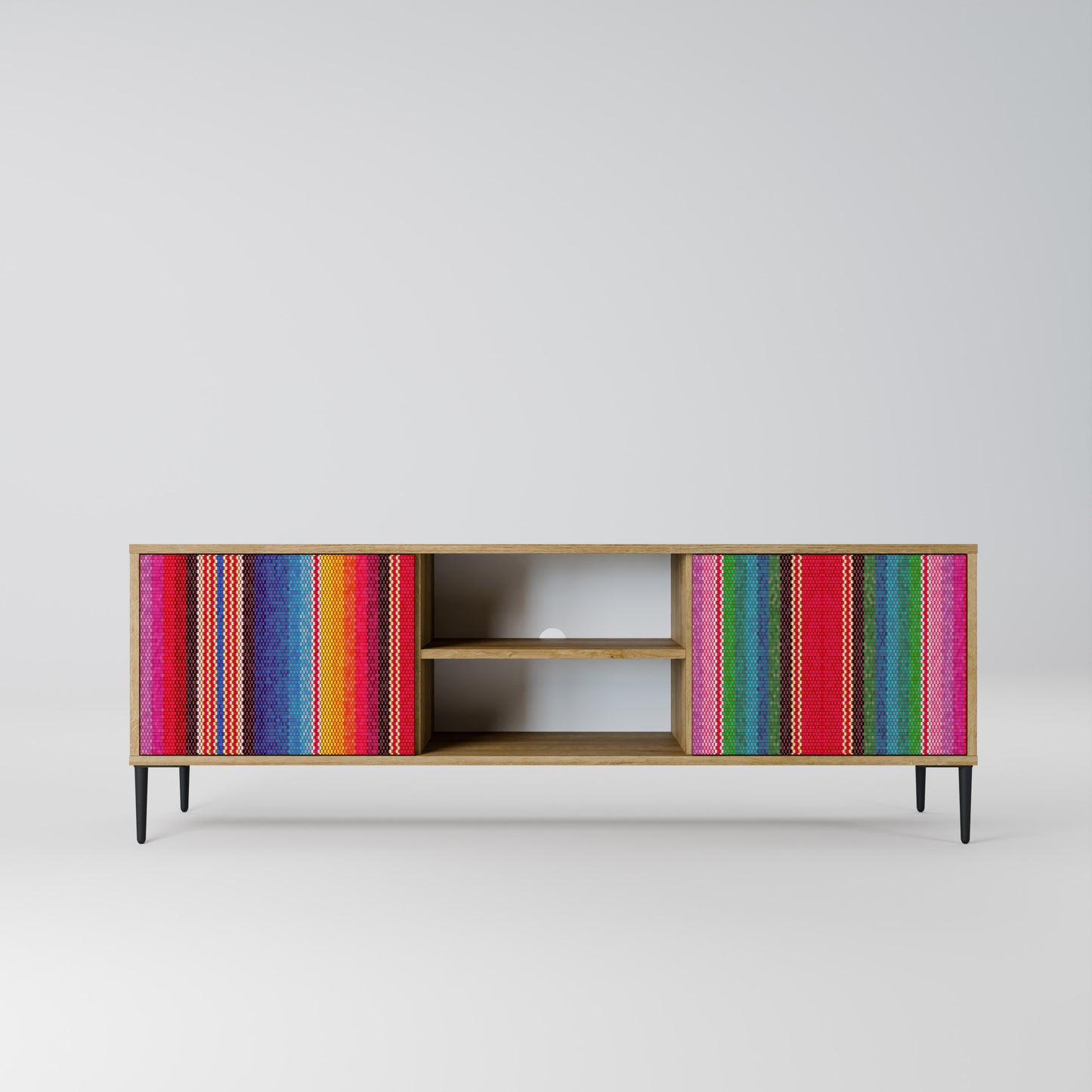 ETHNIC MEXICAN 2-Door TV Stand in Oak Effect