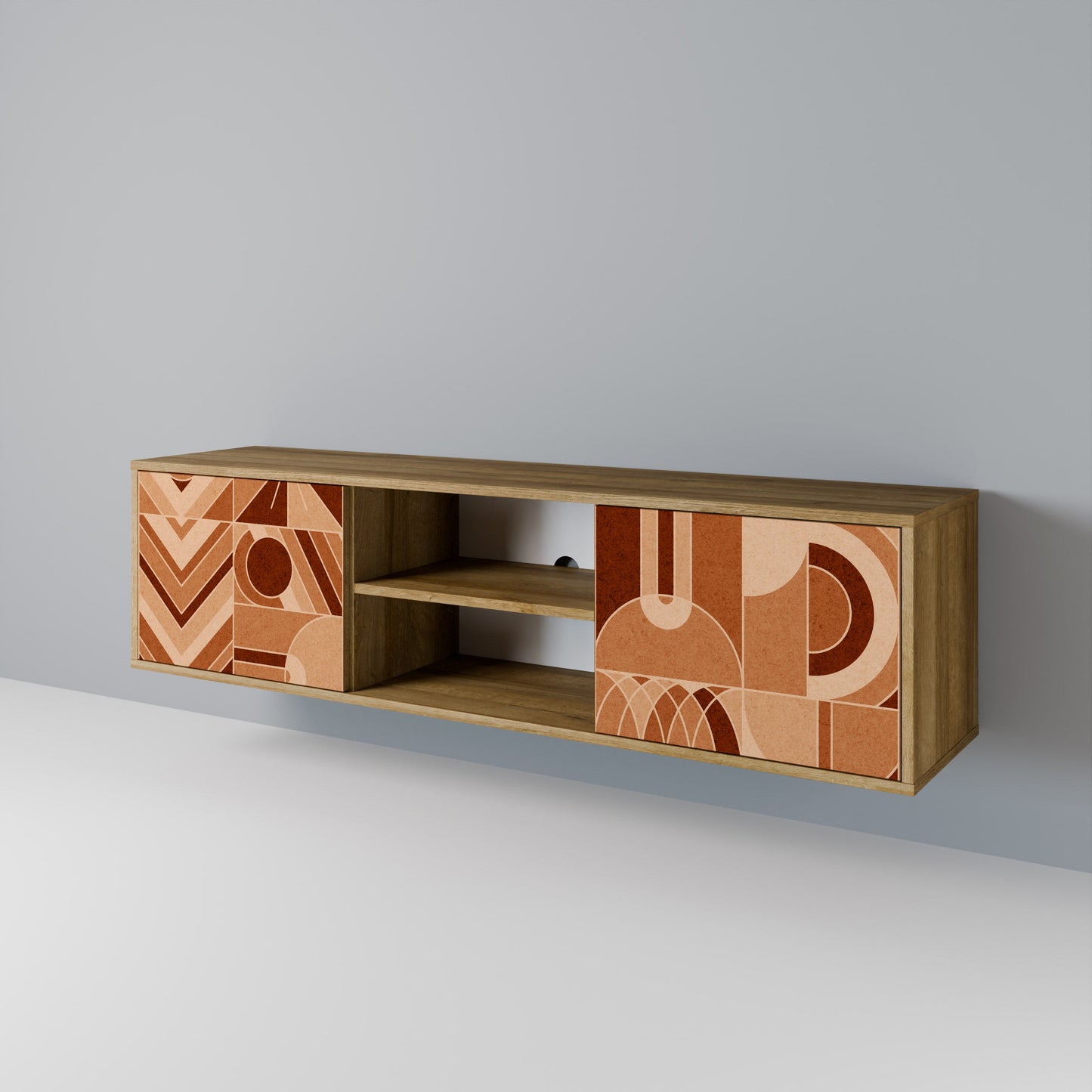PRISM MOSAIC 2-Door TV Stand in Oak Effect