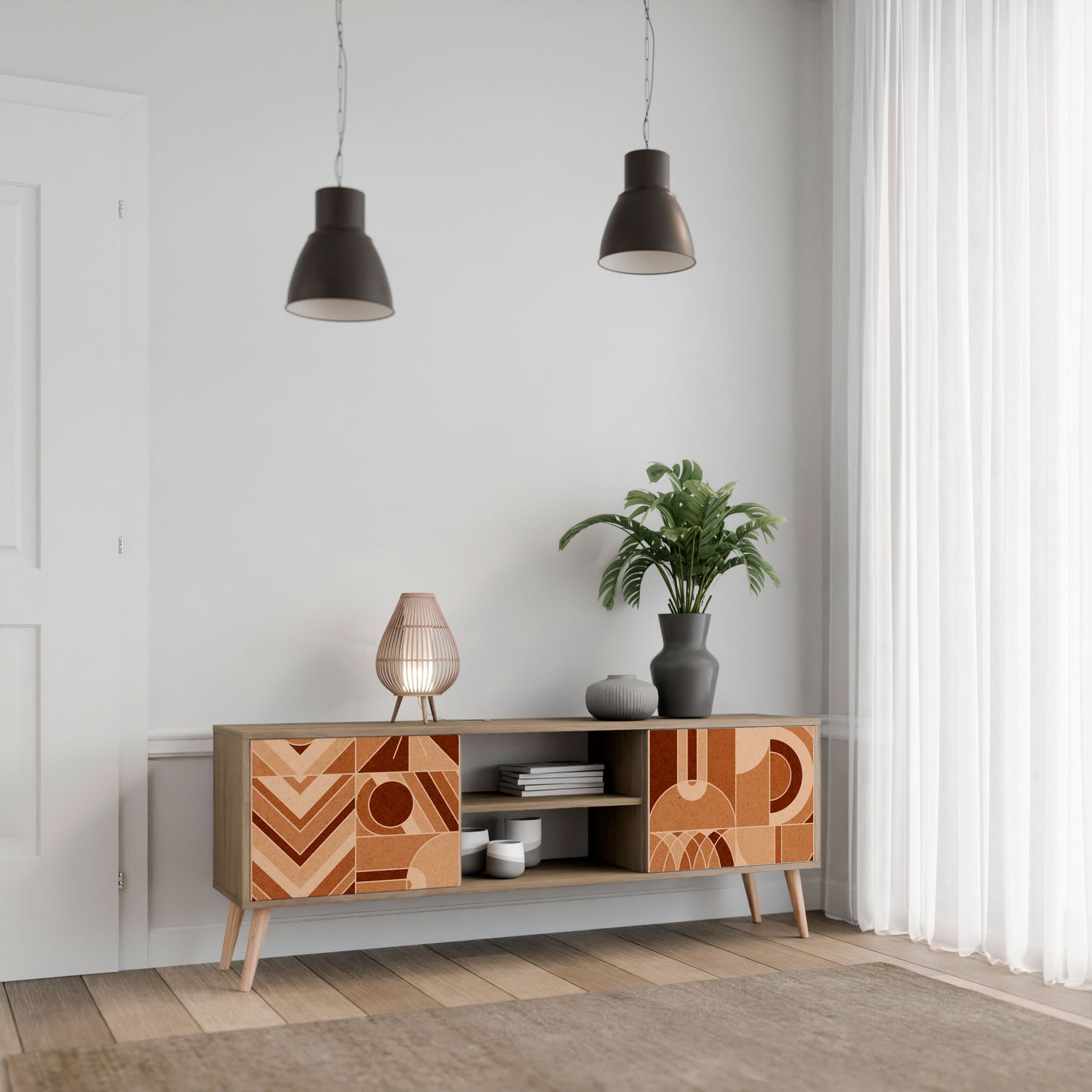PRISM MOSAIC 2-Door TV Stand in Oak Effect