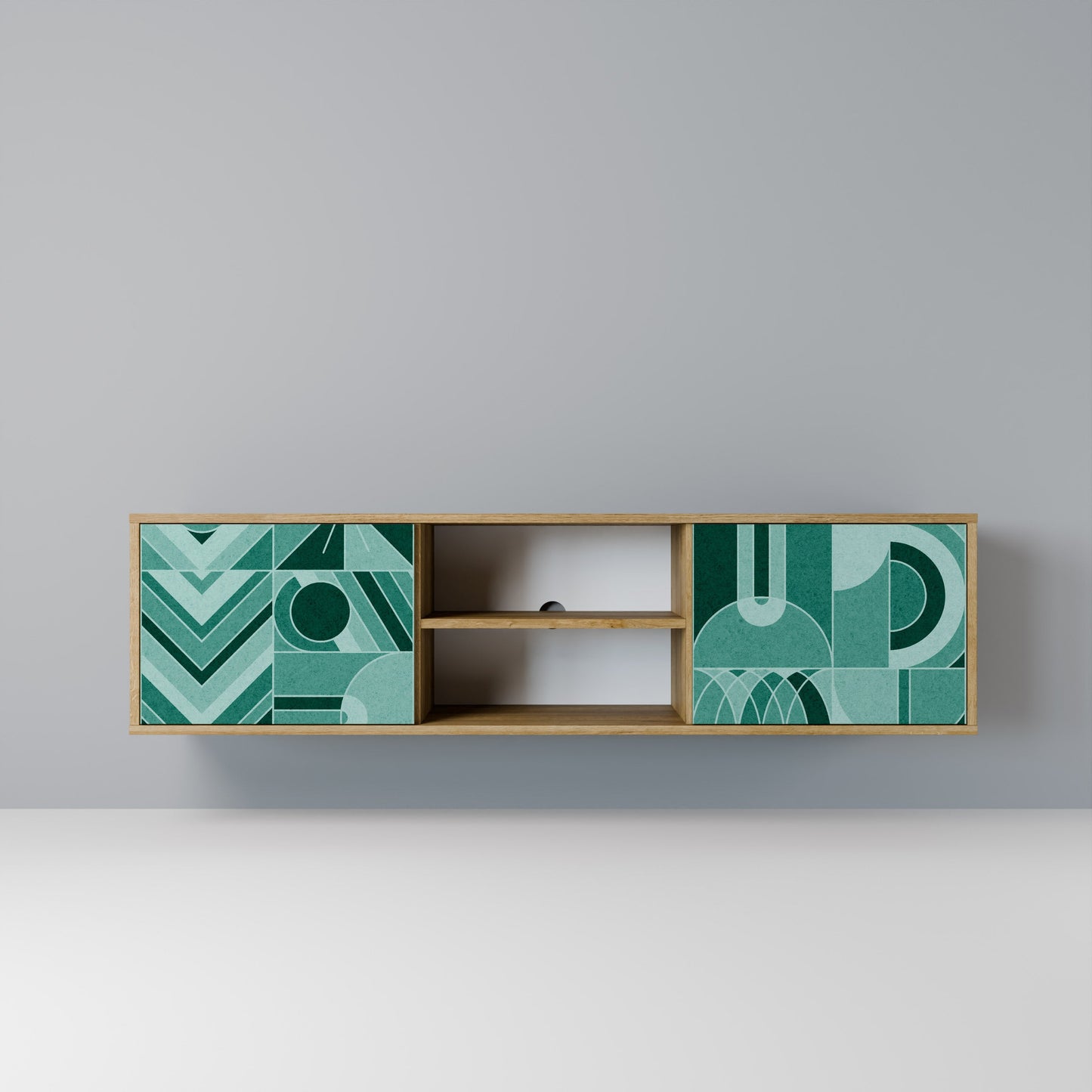 HARMONIC GRID 2-Door TV Stand in Oak Effect