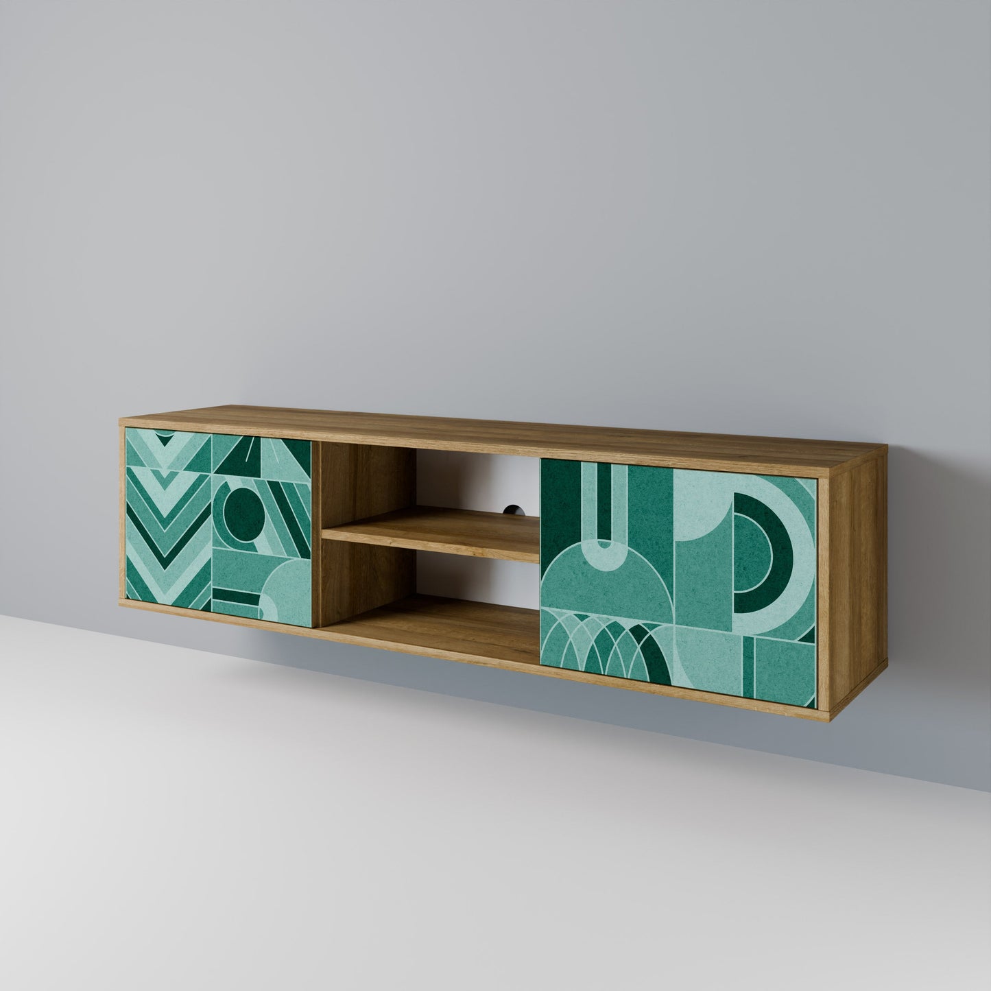 HARMONIC GRID 2-Door TV Stand in Oak Effect