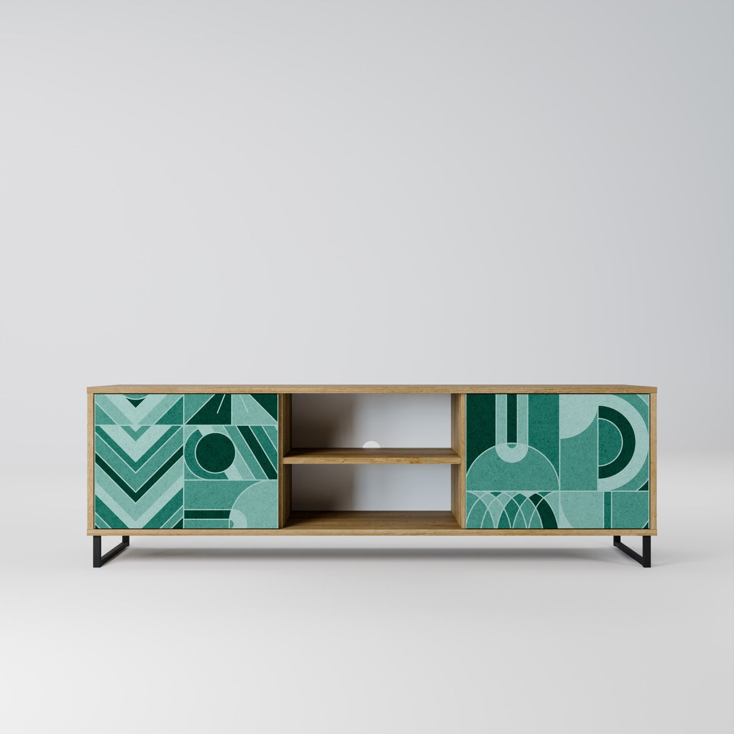 HARMONIC GRID 2-Door TV Stand in Oak Effect