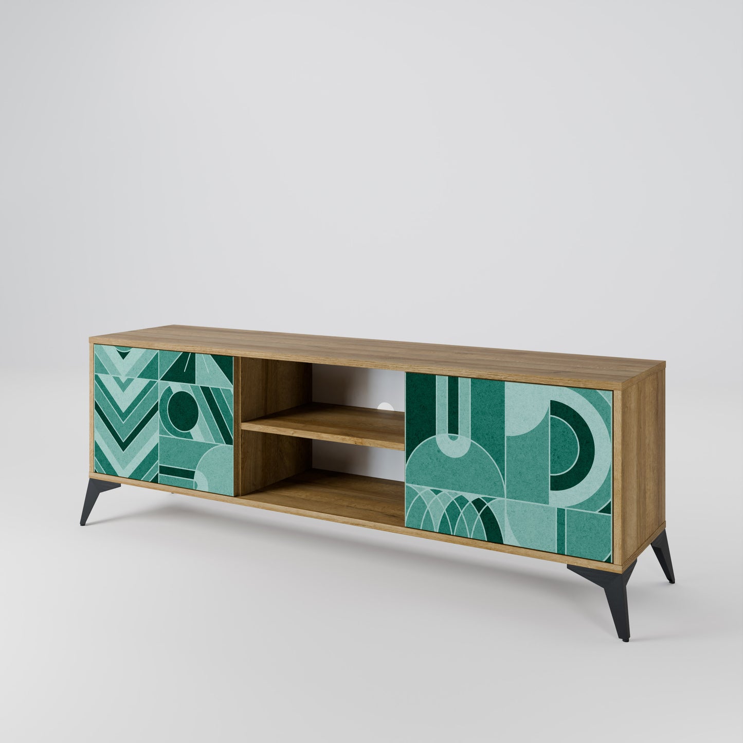 HARMONIC GRID 2-Door TV Stand in Oak Effect