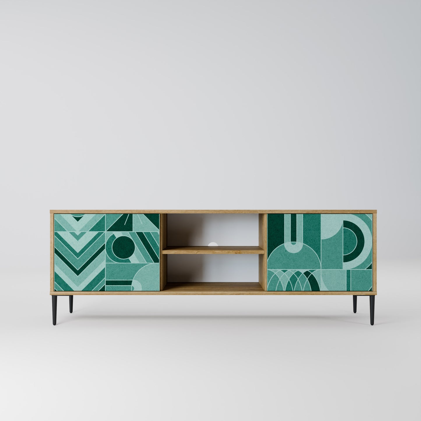 HARMONIC GRID 2-Door TV Stand in Oak Effect