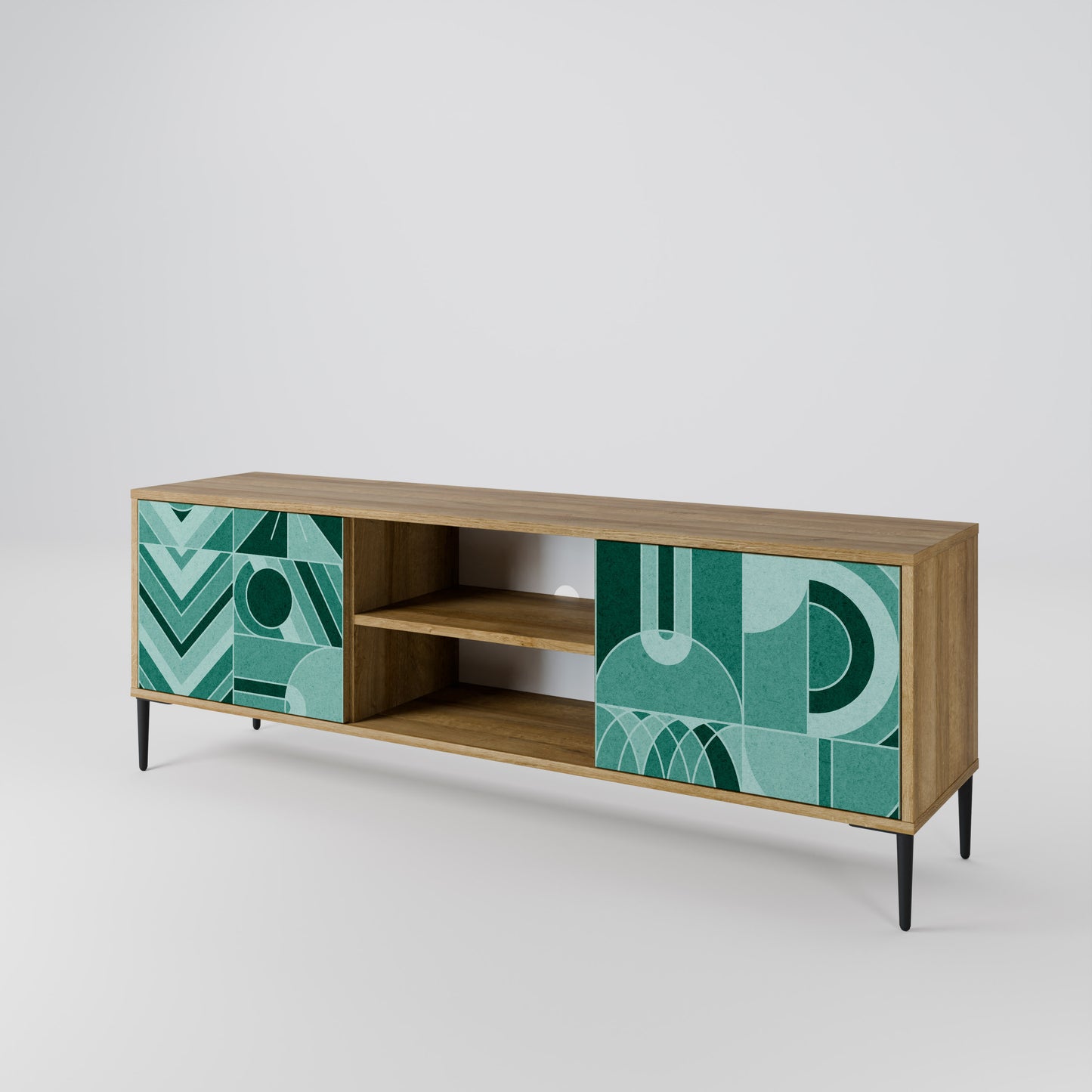 HARMONIC GRID 2-Door TV Stand in Oak Effect