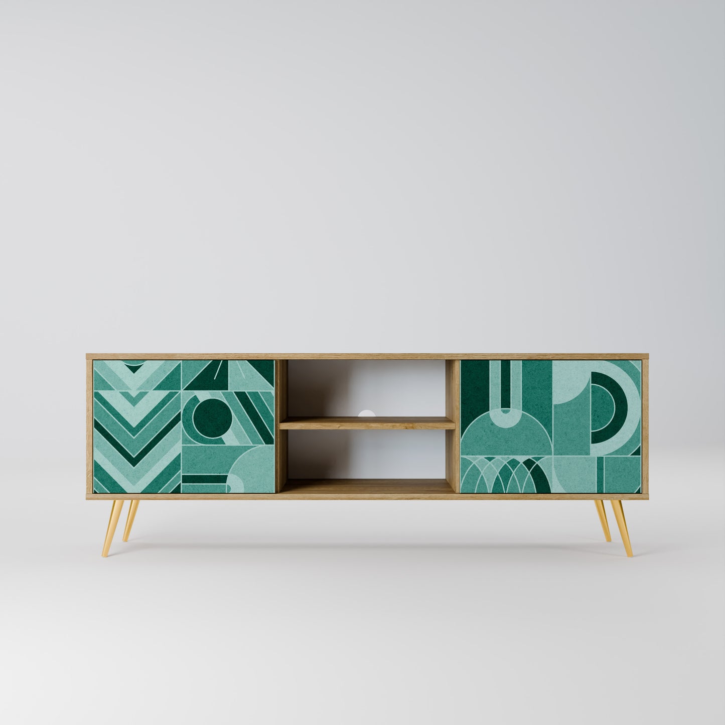 HARMONIC GRID 2-Door TV Stand in Oak Effect