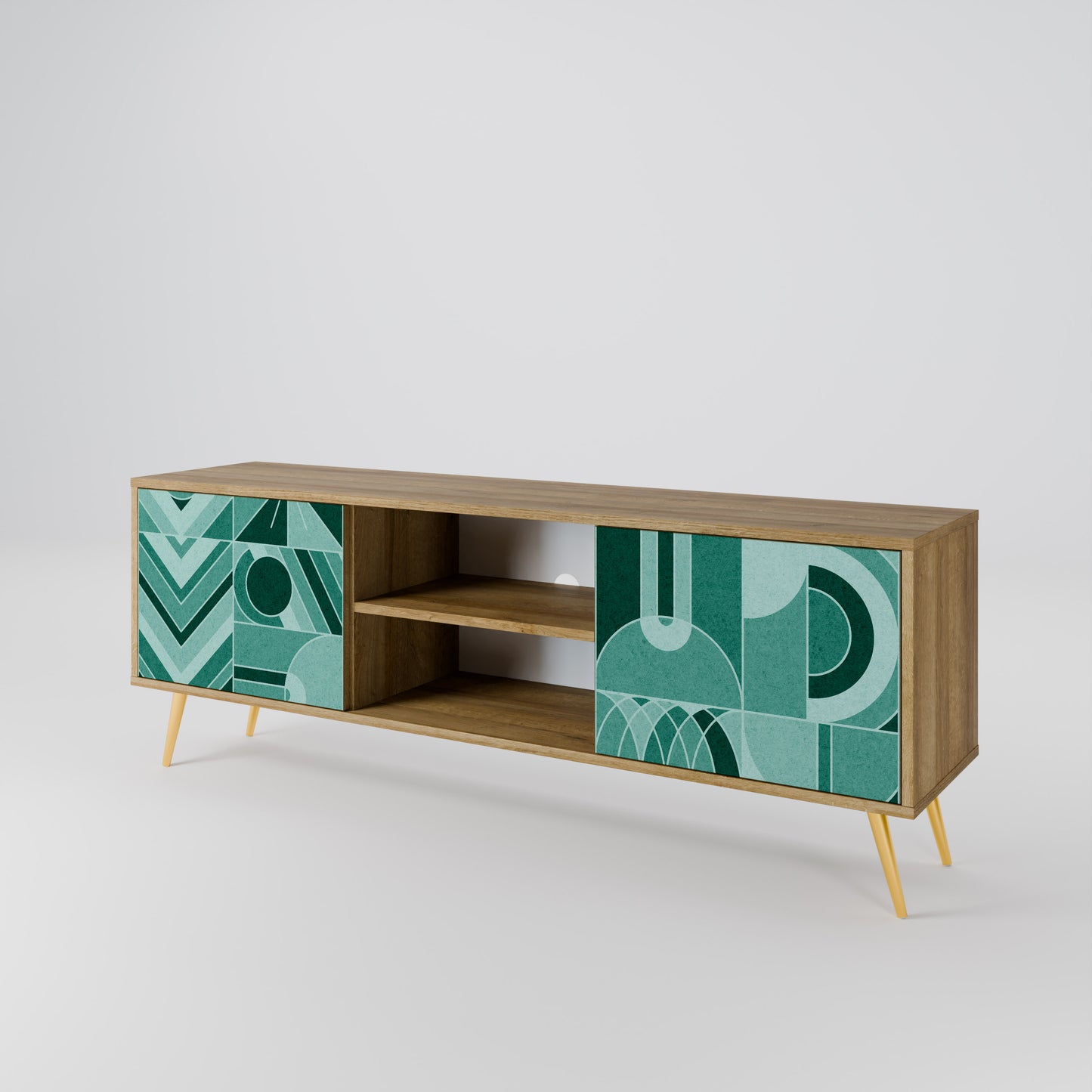 HARMONIC GRID 2-Door TV Stand in Oak Effect