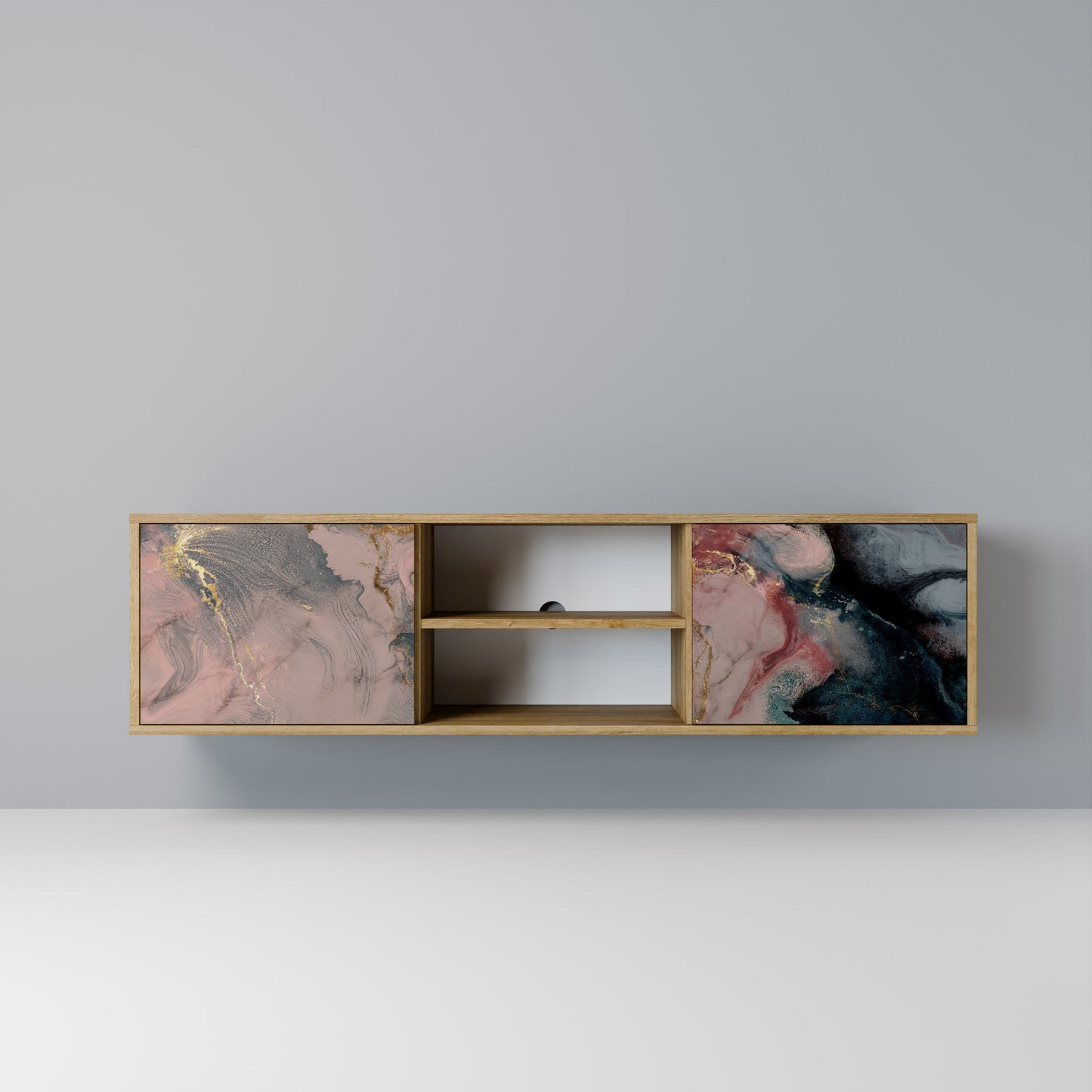 GILDED SWIRLS 2-Door TV Stand in Oak Effect