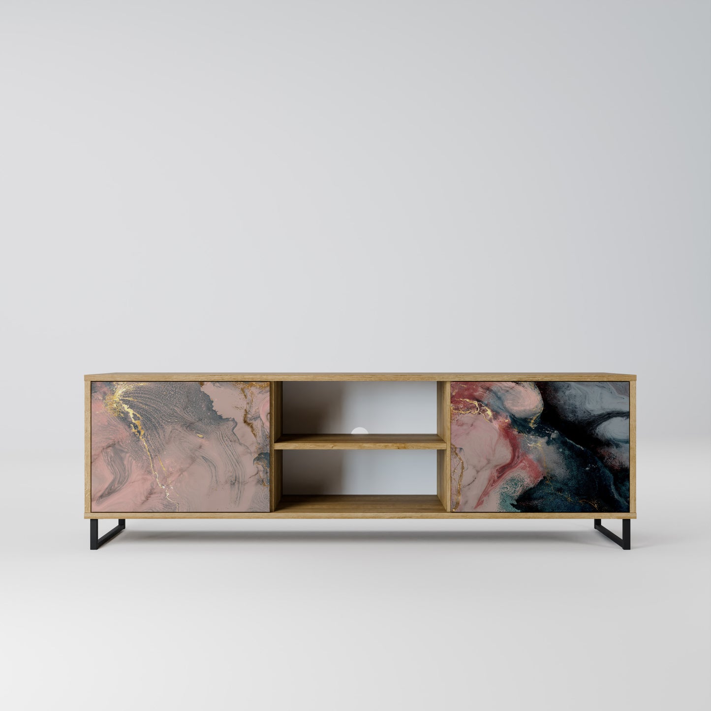 GILDED SWIRLS 2-Door TV Stand in Oak Effect