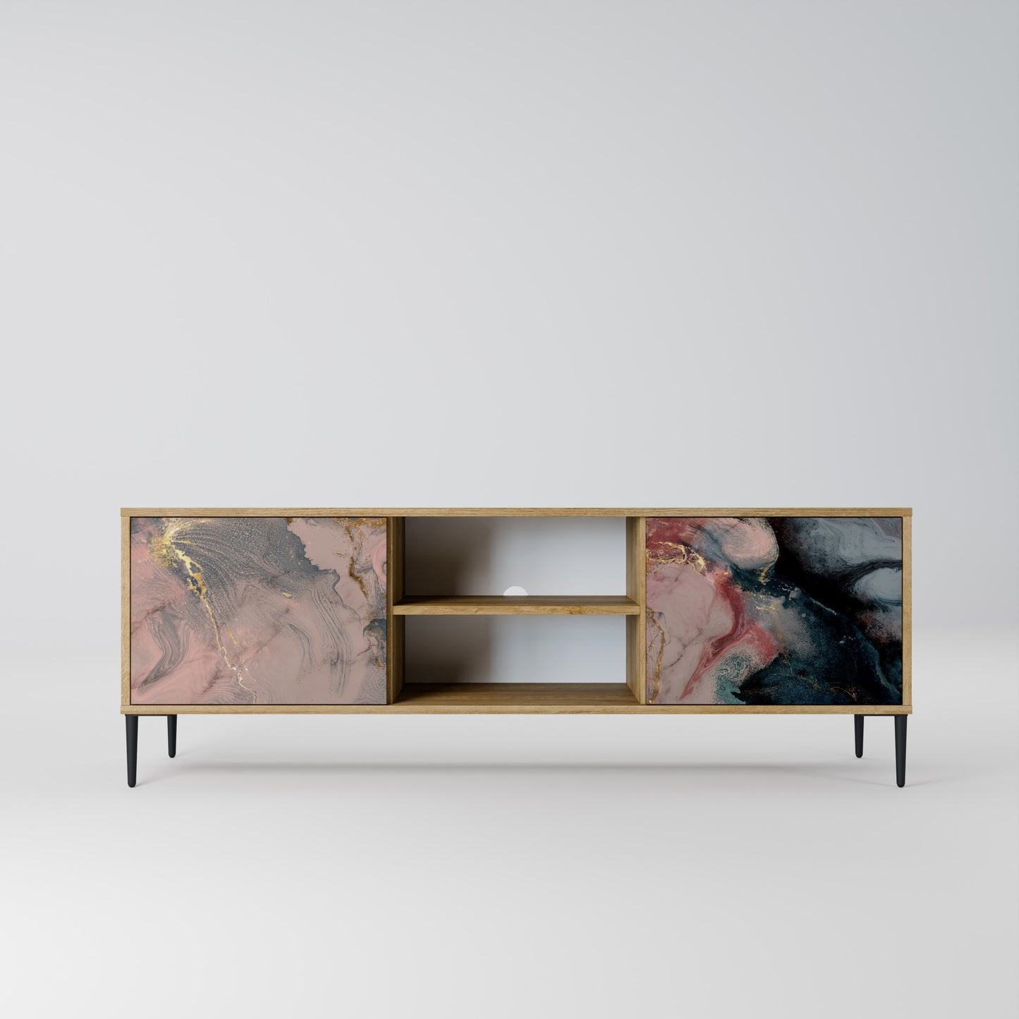 GILDED SWIRLS 2-Door TV Stand in Oak Effect
