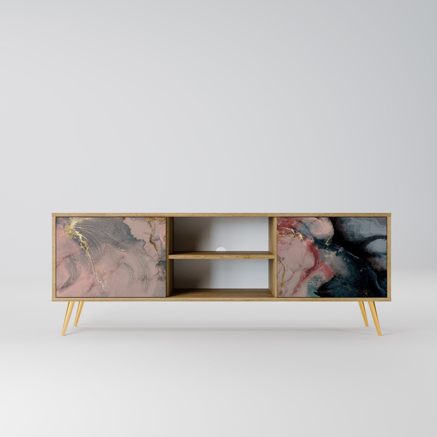 GILDED SWIRLS 2-Door TV Stand in Oak Effect