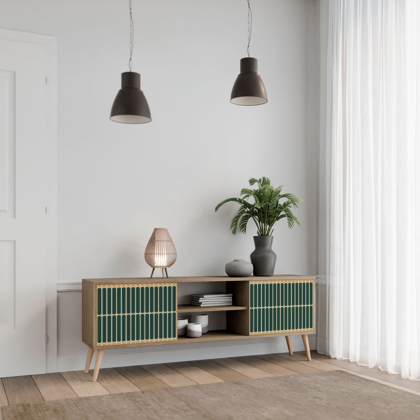 ILUSION GATE 2-Door TV Stand in Oak Effect