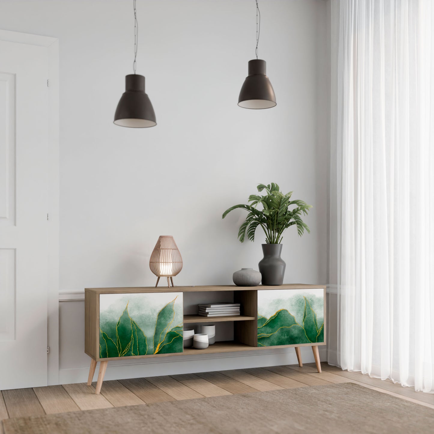 EXPENSIVE NATURE 2-Door TV Stand in Oak Effect