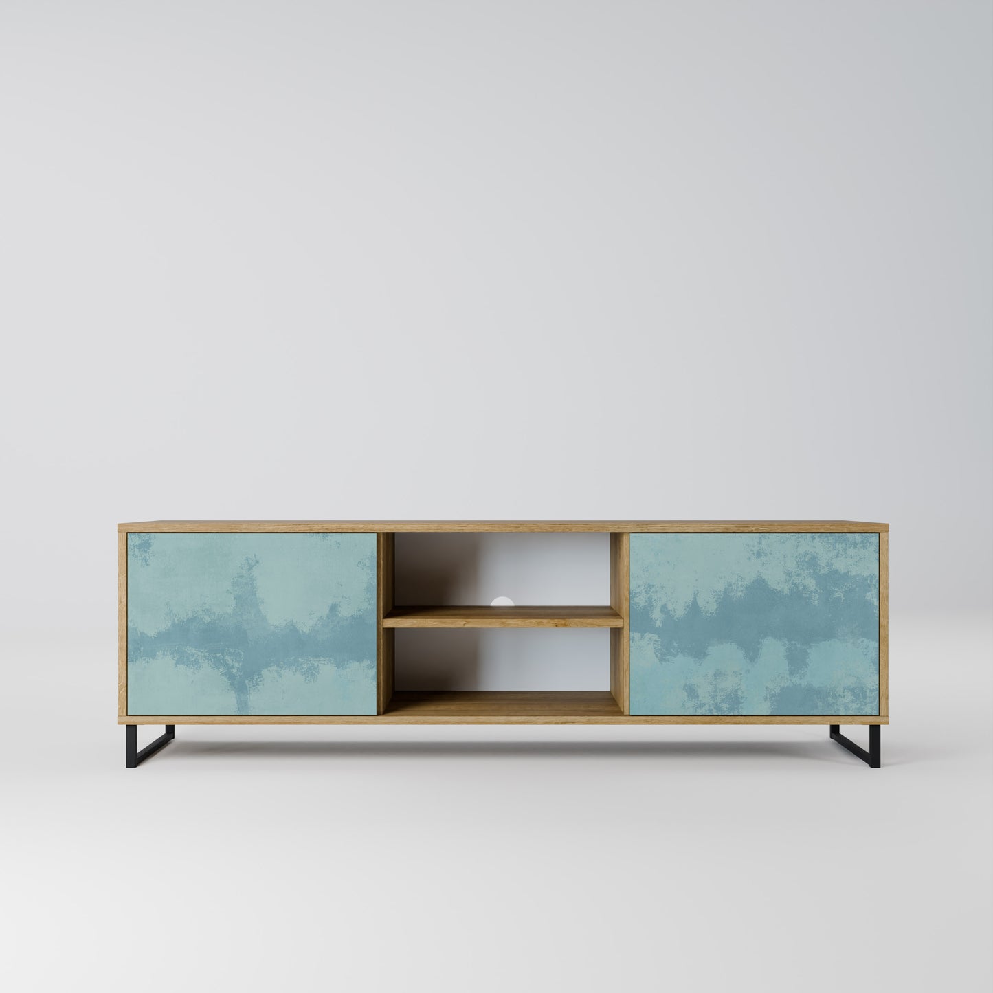 SKY WASH 2-Door TV Stand in Oak Effect