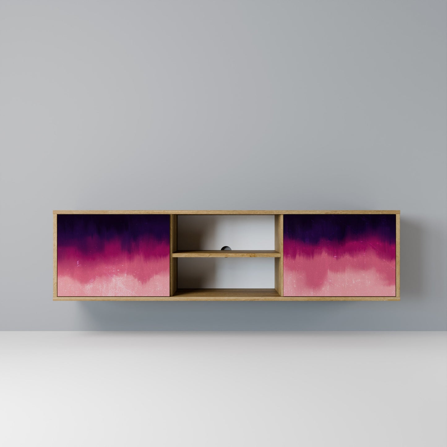 AURORA BOREALIS 2-Door TV Stand in Oak Effect