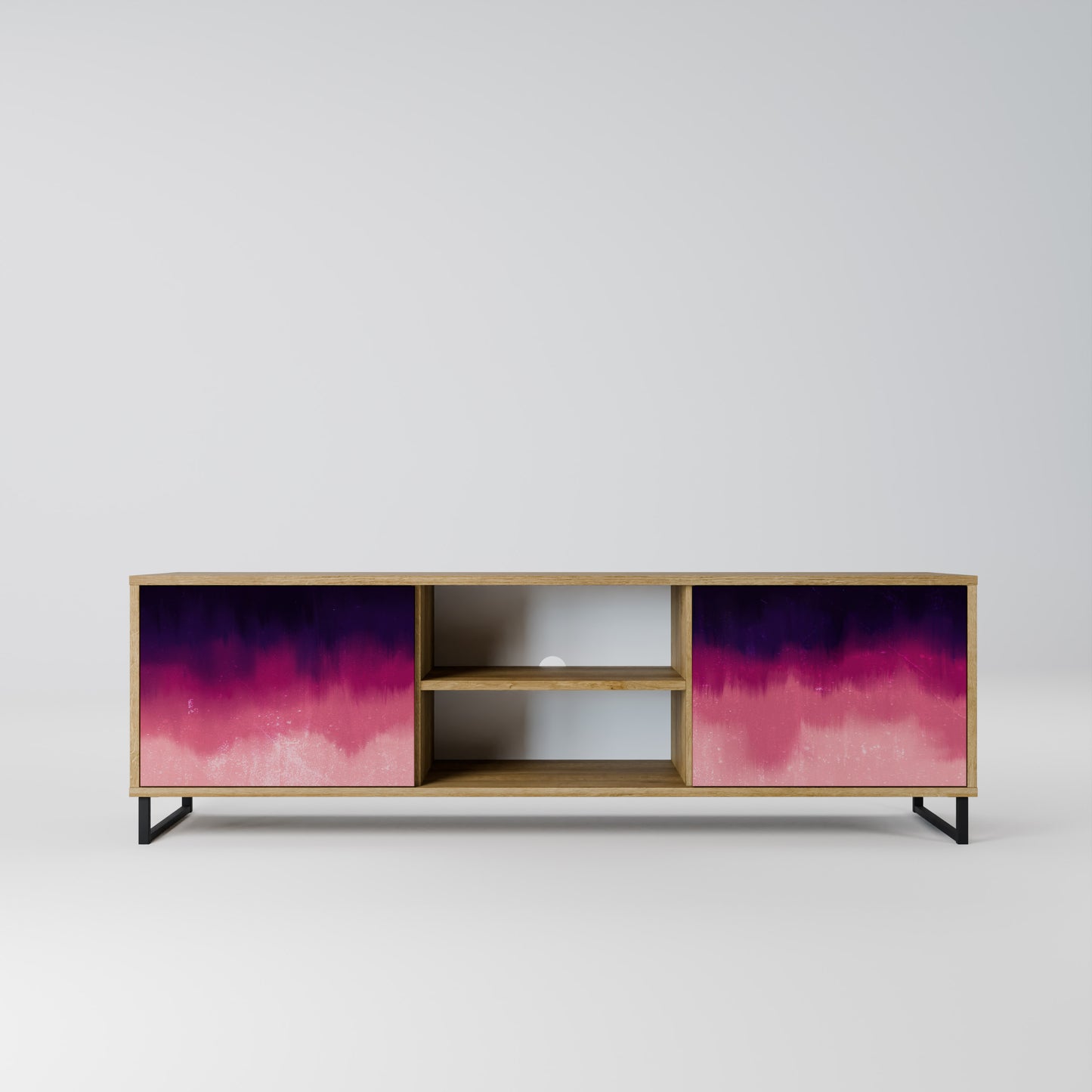 AURORA BOREALIS 2-Door TV Stand in Oak Effect