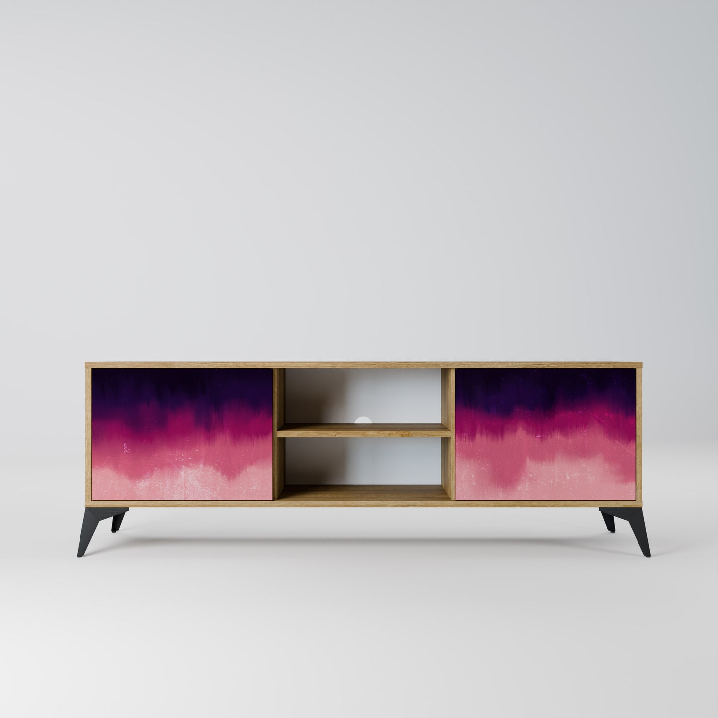 AURORA BOREALIS 2-Door TV Stand in Oak Effect