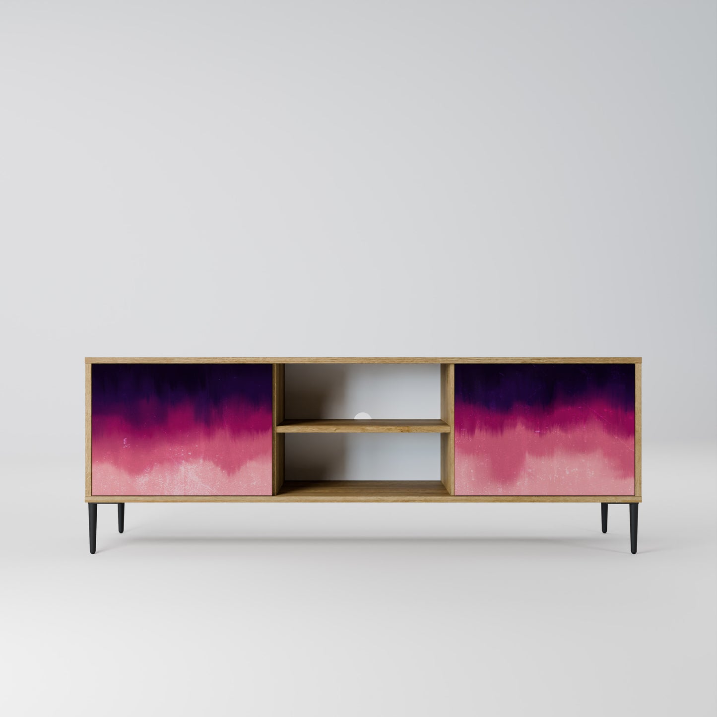 AURORA BOREALIS 2-Door TV Stand in Oak Effect