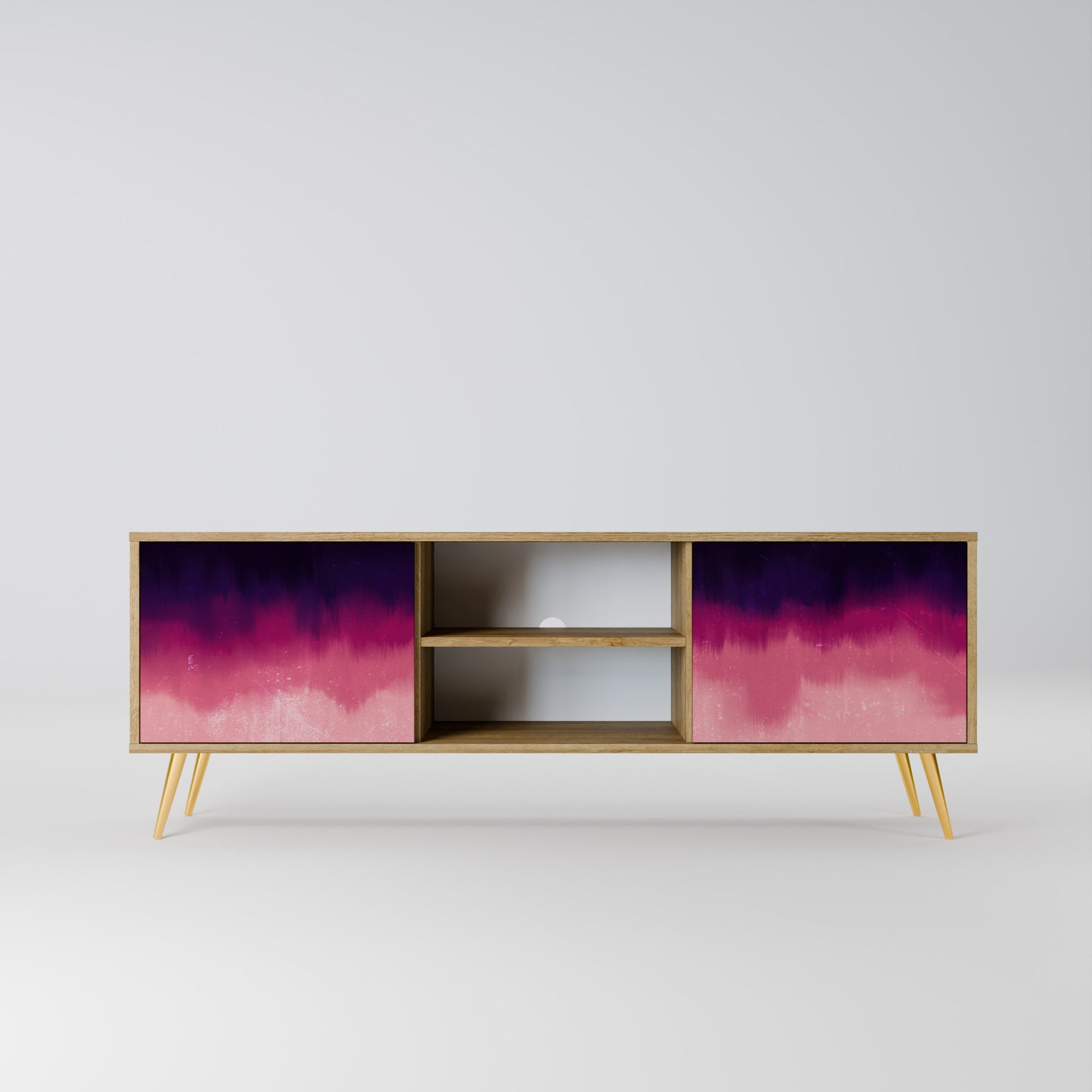 AURORA BOREALIS 2-Door TV Stand in Oak Effect