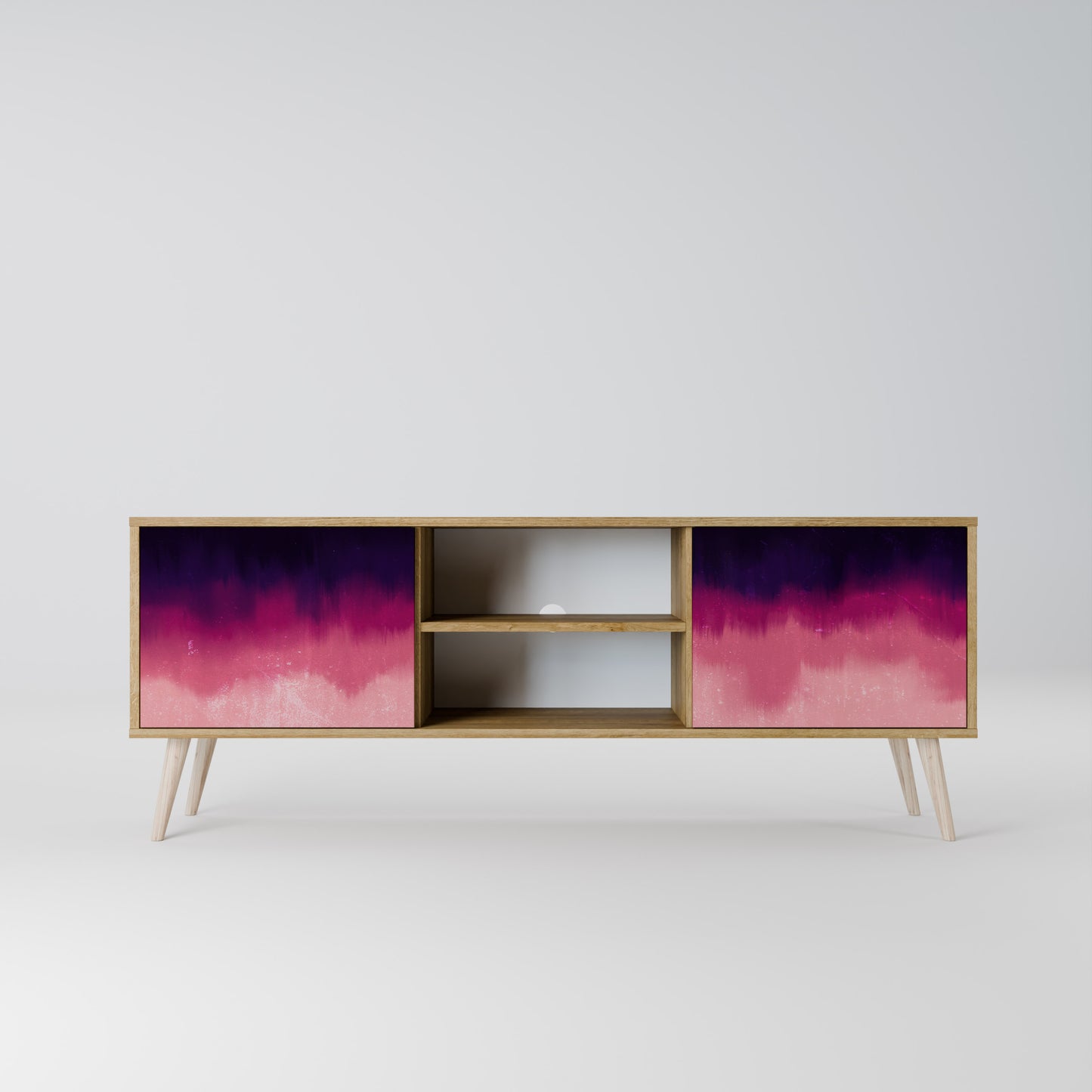 AURORA BOREALIS 2-Door TV Stand in Oak Effect